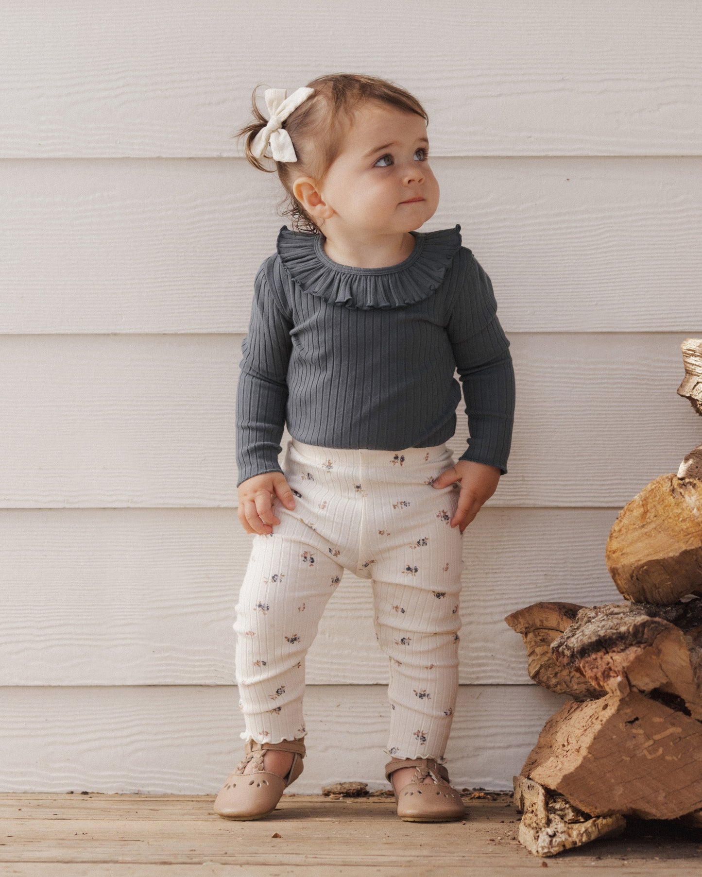 Ruffle Collar Bodysuit Midnight - Rylee + Cru | Kids Clothes | Trendy Baby Clothes | Modern Infant Outfits |