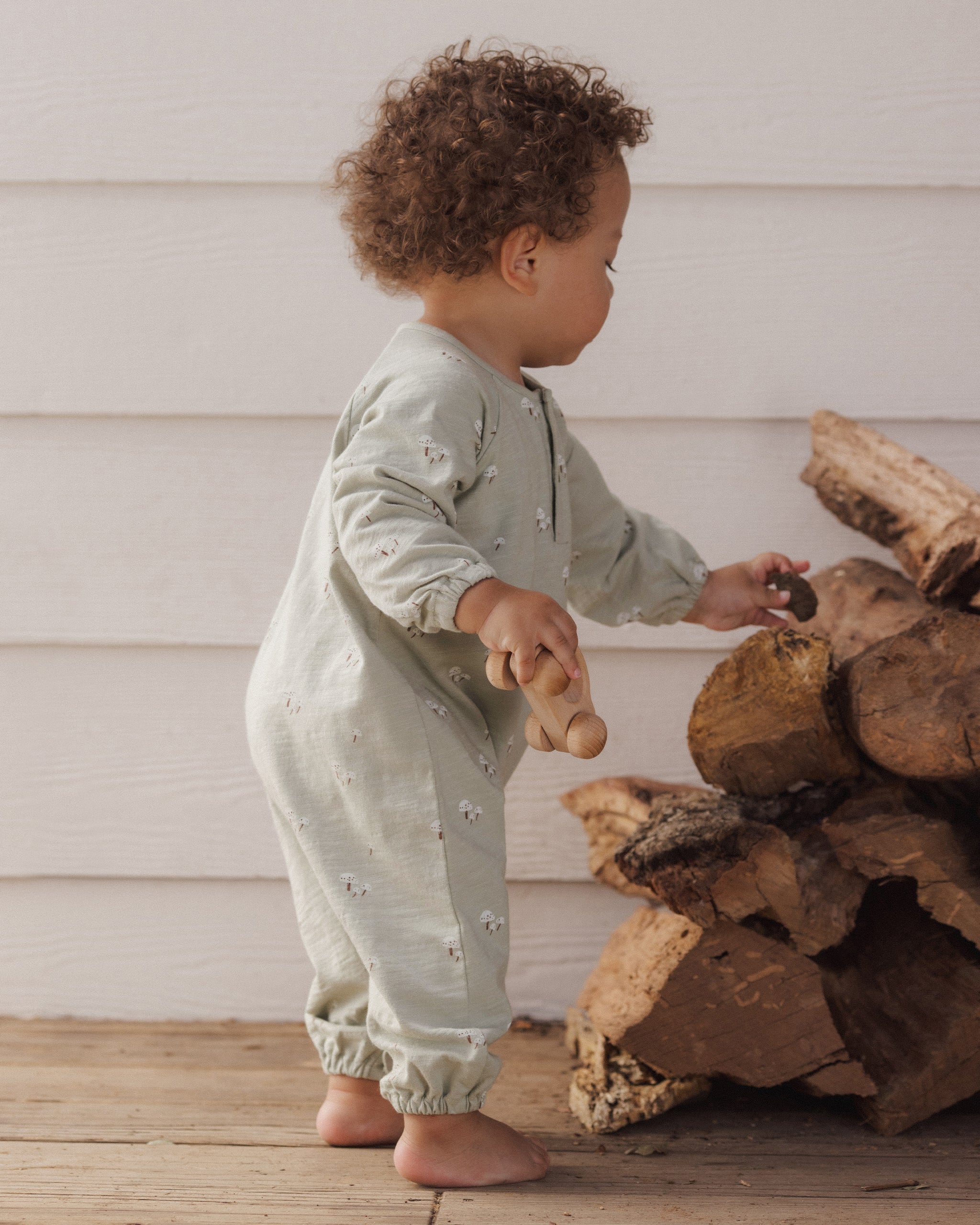 Henley Jumpsuit Mushrooms - Rylee + Cru | Kids Clothes | Trendy Baby Clothes | Modern Infant Outfits |