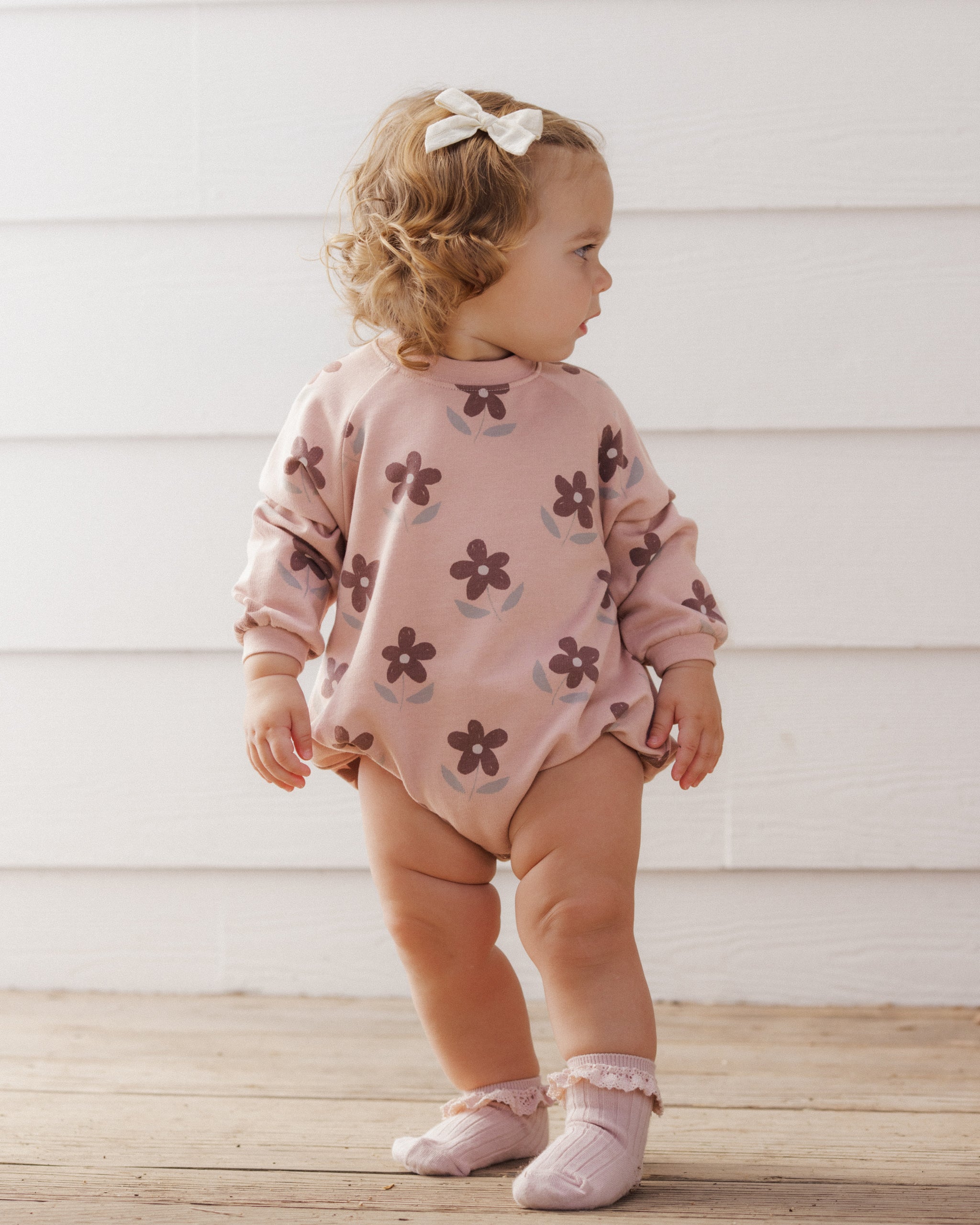 Crew Neck Romper Daisy - Rylee + Cru | Kids Clothes | Trendy Baby Clothes | Modern Infant Outfits |