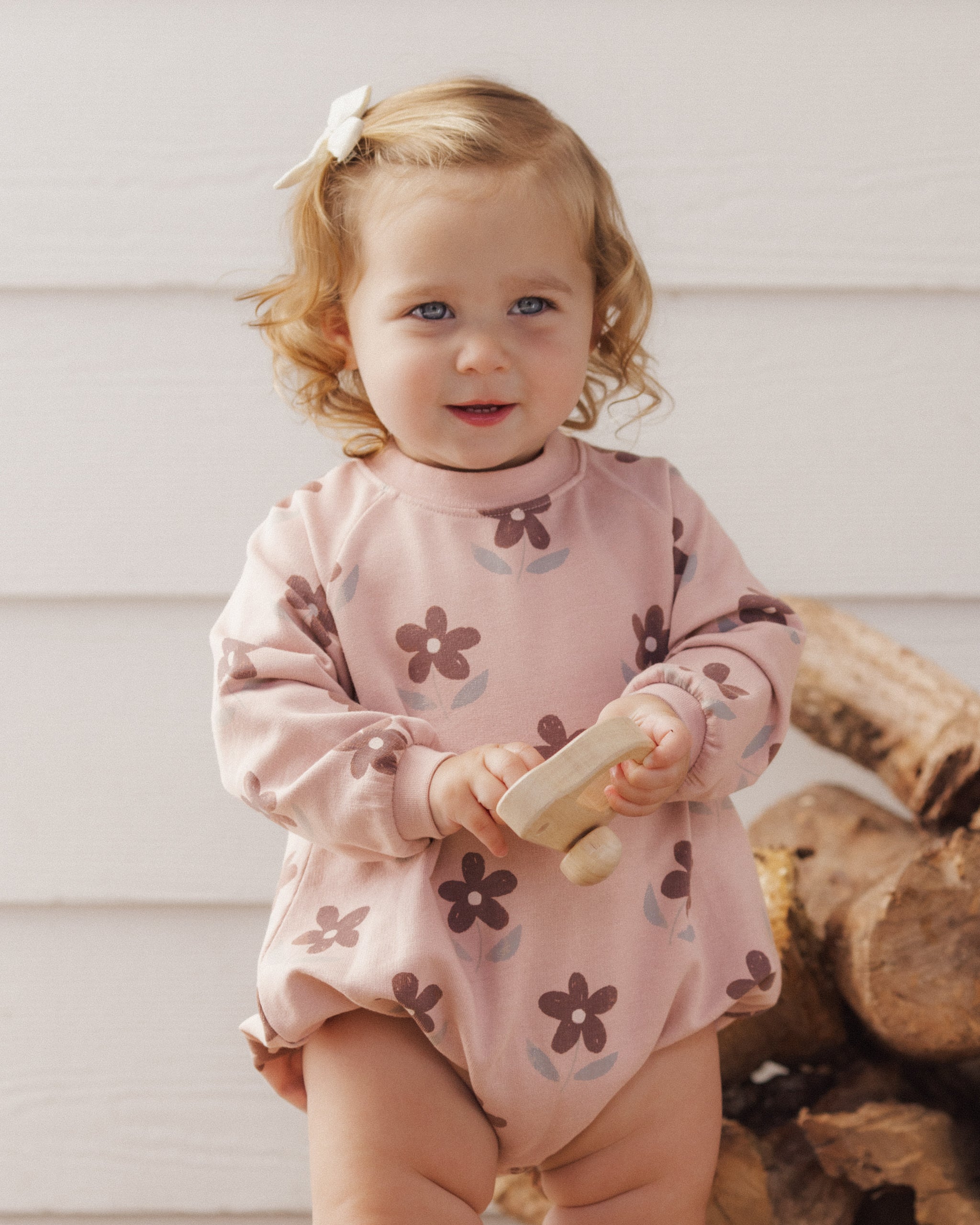 Crew Neck Romper Daisy - Rylee + Cru | Kids Clothes | Trendy Baby Clothes | Modern Infant Outfits |