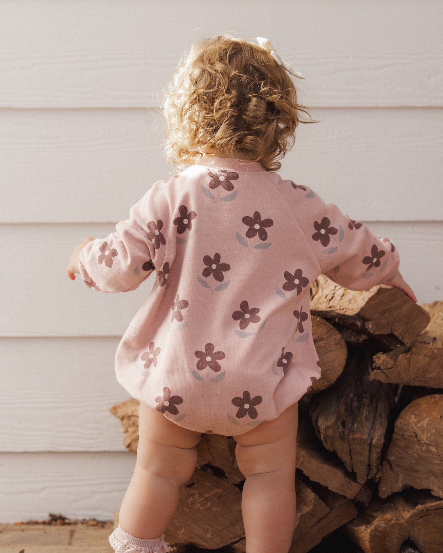 Crew Neck Romper Daisy - Rylee + Cru | Kids Clothes | Trendy Baby Clothes | Modern Infant Outfits |