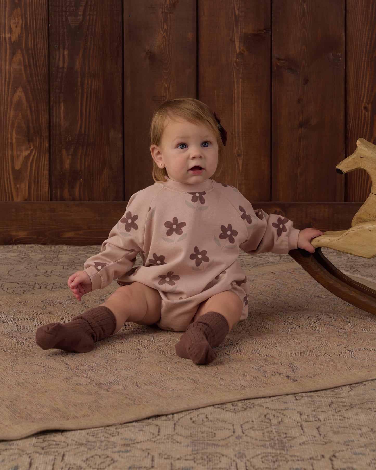Crew Neck Romper Daisy - Rylee + Cru | Kids Clothes | Trendy Baby Clothes | Modern Infant Outfits |