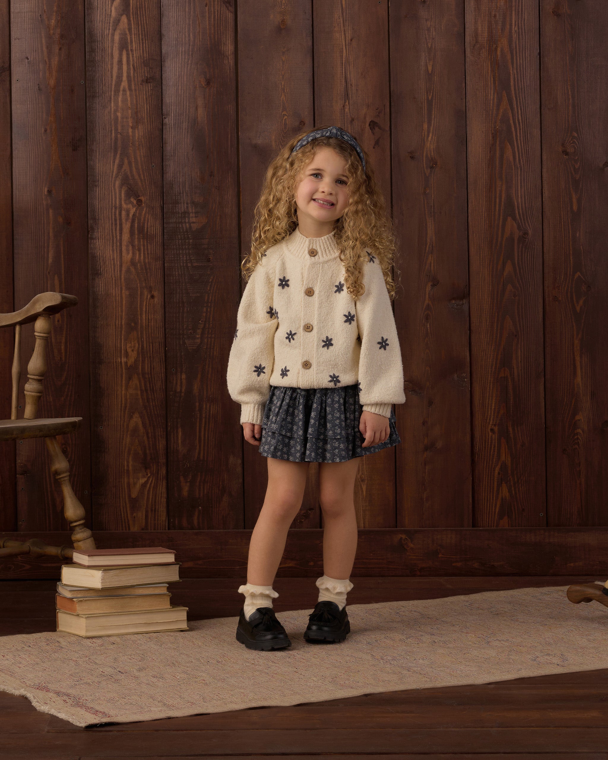 Tulip Cardigan Midnight Daisies - Rylee + Cru | Kids Clothes | Trendy Baby Clothes | Modern Infant Outfits |