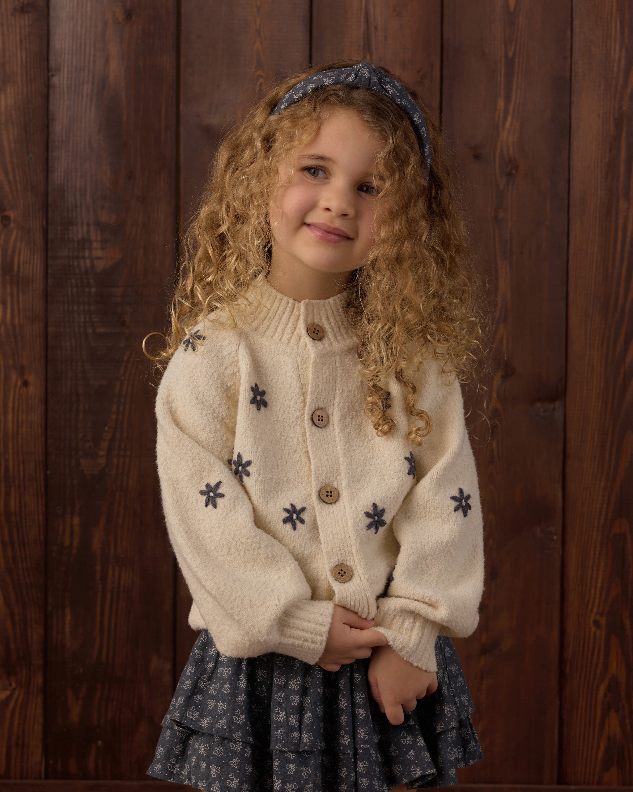 Tulip Cardigan Midnight Daisies - Rylee + Cru | Kids Clothes | Trendy Baby Clothes | Modern Infant Outfits |