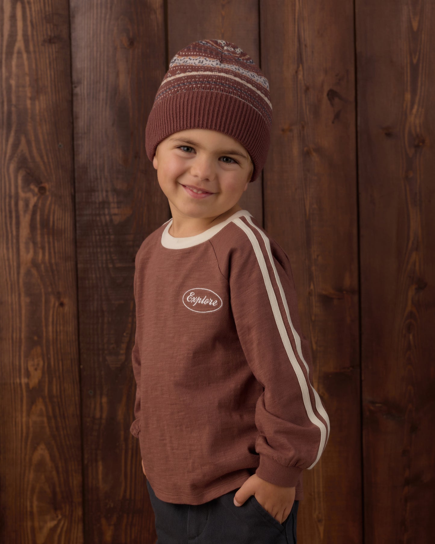 Beanie Mulberry Multi-Stripe - Rylee + Cru | Kids Clothes | Trendy Baby Clothes | Modern Infant Outfits |