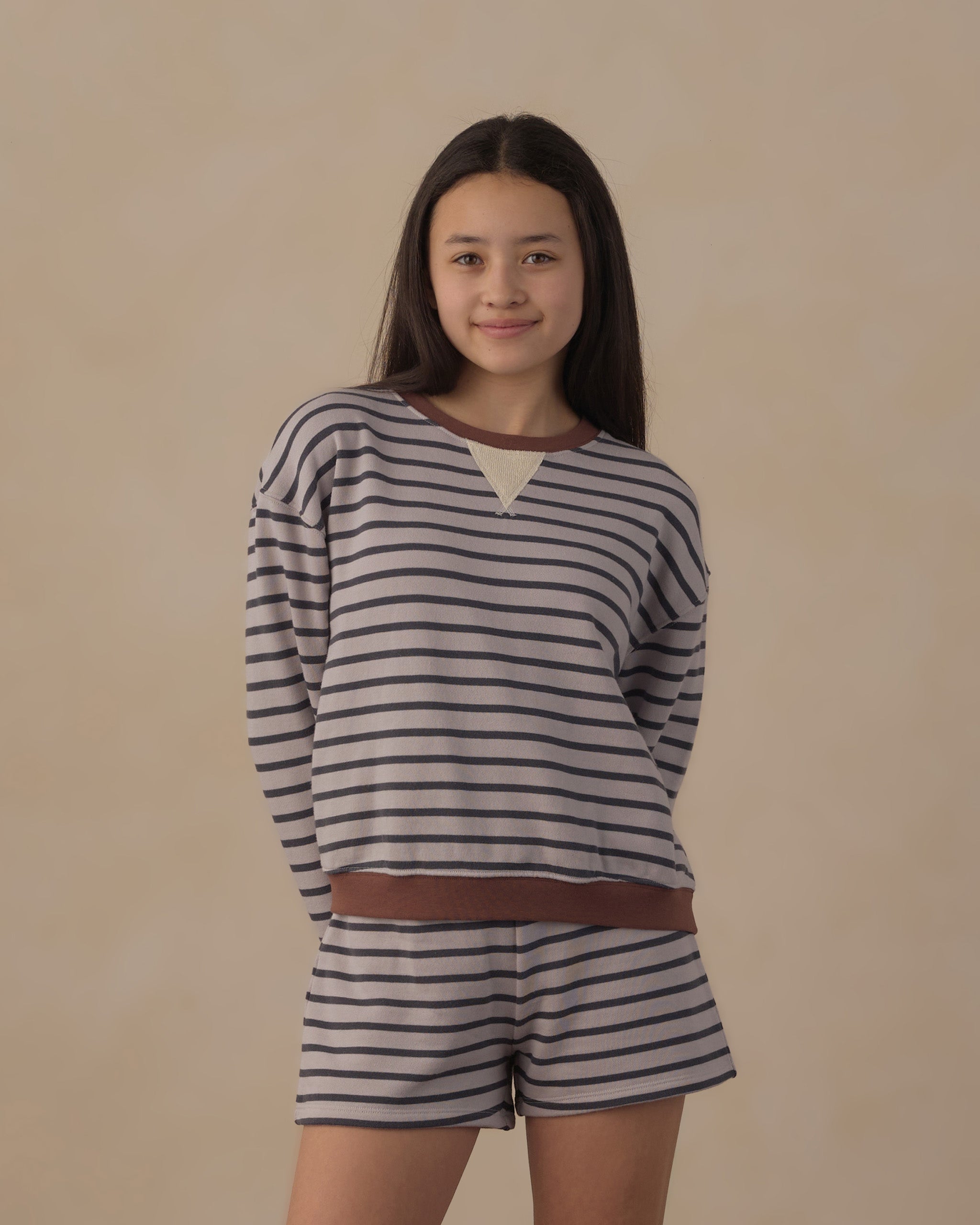 Teen Sweat Short Midnight Stripe - Rylee + Cru | Kids Clothes | Trendy Baby Clothes | Modern Infant Outfits |