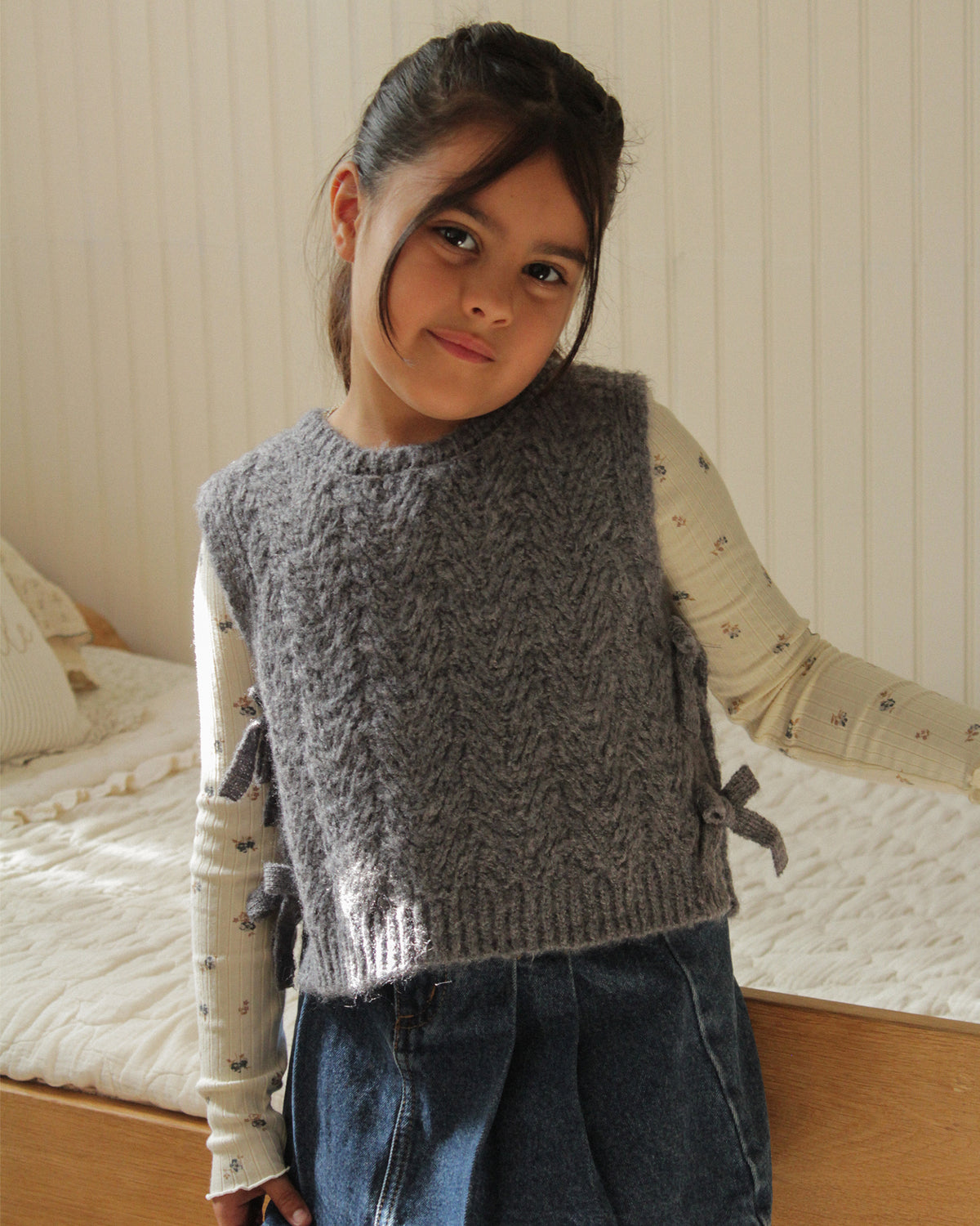 Bow Sweater Vest Midnight - Rylee + Cru | Kids Clothes | Trendy Baby Clothes | Modern Infant Outfits |