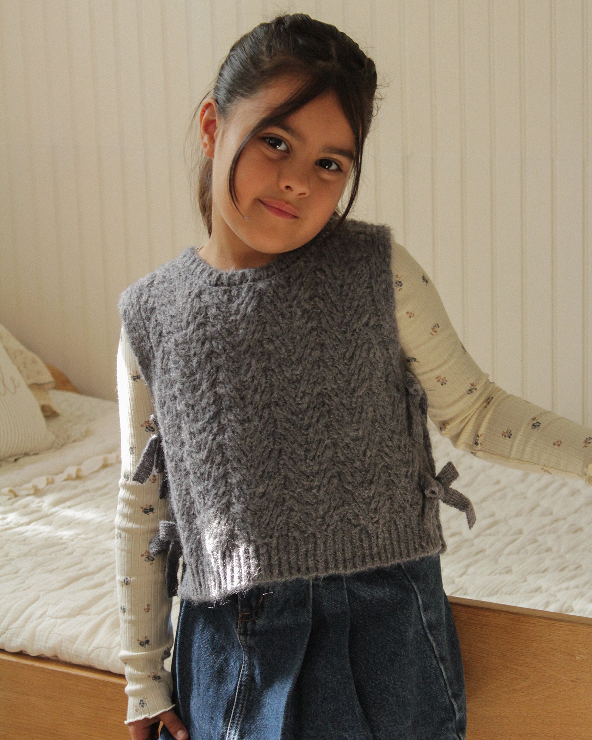 Bow Sweater Vest Midnight - Rylee + Cru | Kids Clothes | Trendy Baby Clothes | Modern Infant Outfits |