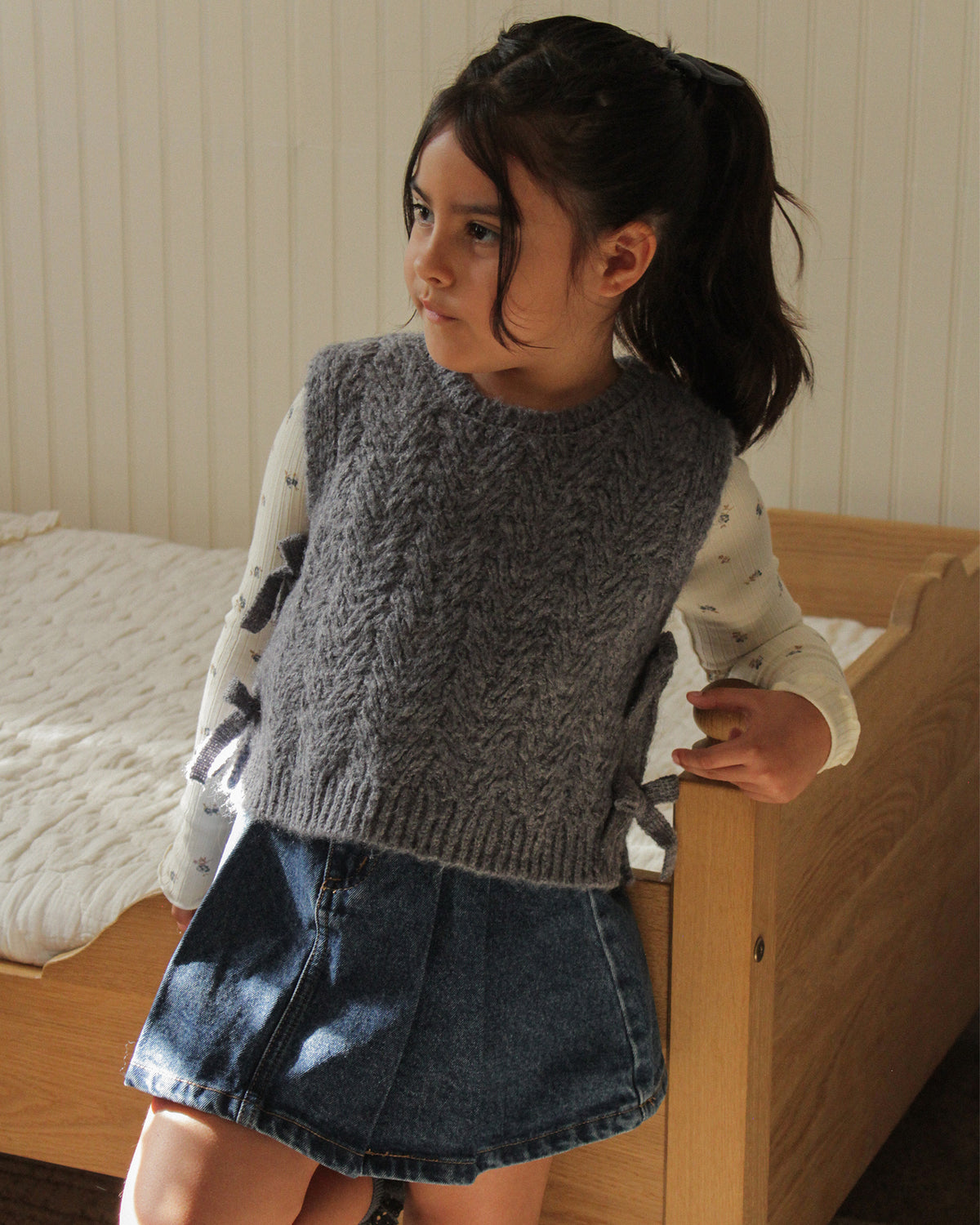 Ribbed Long Sleeve Natural Ditsy - Rylee + Cru | Kids Clothes | Trendy Baby Clothes | Modern Infant Outfits |