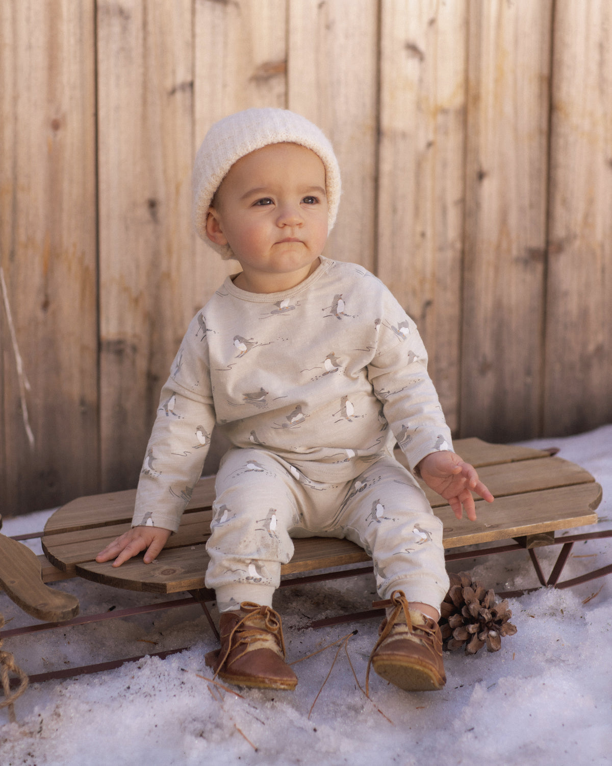Long Sleeve Tee + Pant Set Skiing Penguins - Rylee + Cru | Kids Clothes | Trendy Baby Clothes | Modern Infant Outfits |