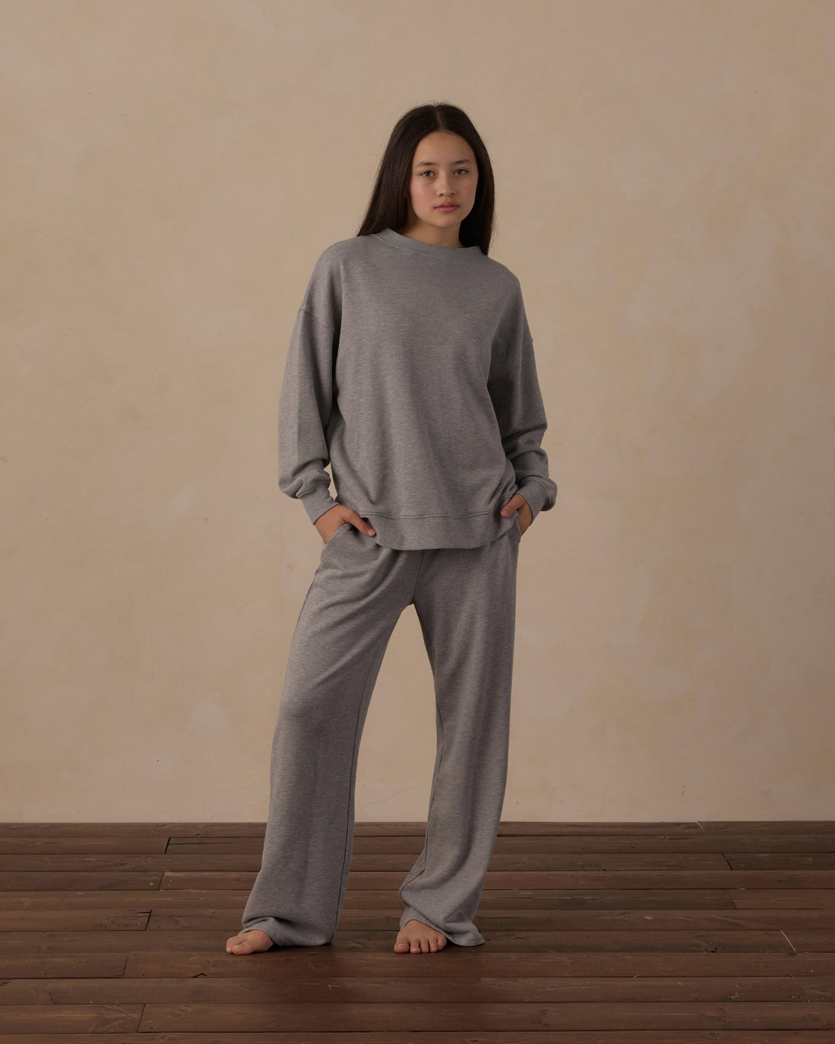 Teen Oversized Sweatshirt Heathered Dusty Blue - Rylee + Cru | Kids Clothes | Trendy Baby Clothes | Modern Infant Outfits |