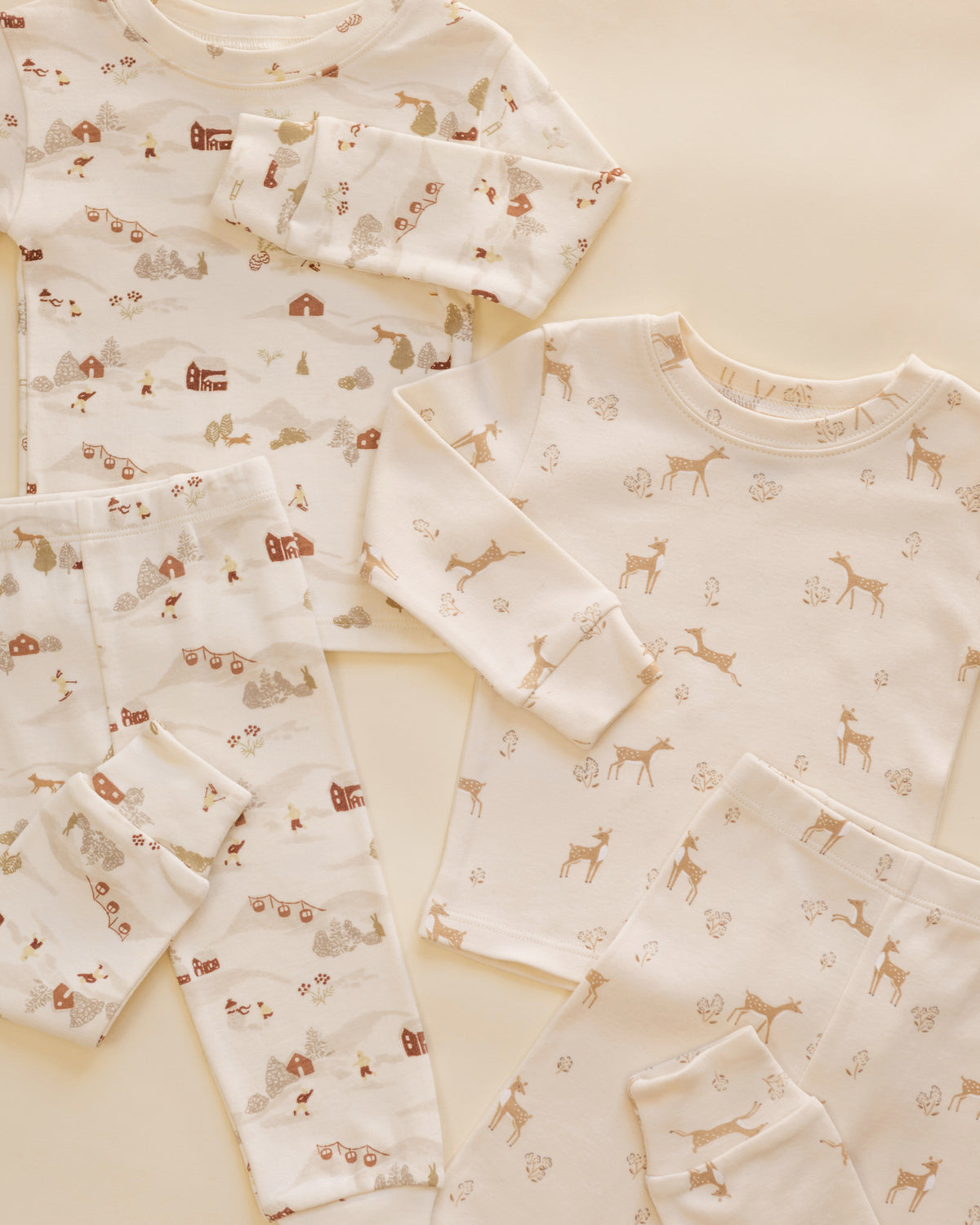 Organic Long Sleeve Pajama Set Ski Town - Rylee + Cru | Kids Clothes | Trendy Baby Clothes | Modern Infant Outfits |