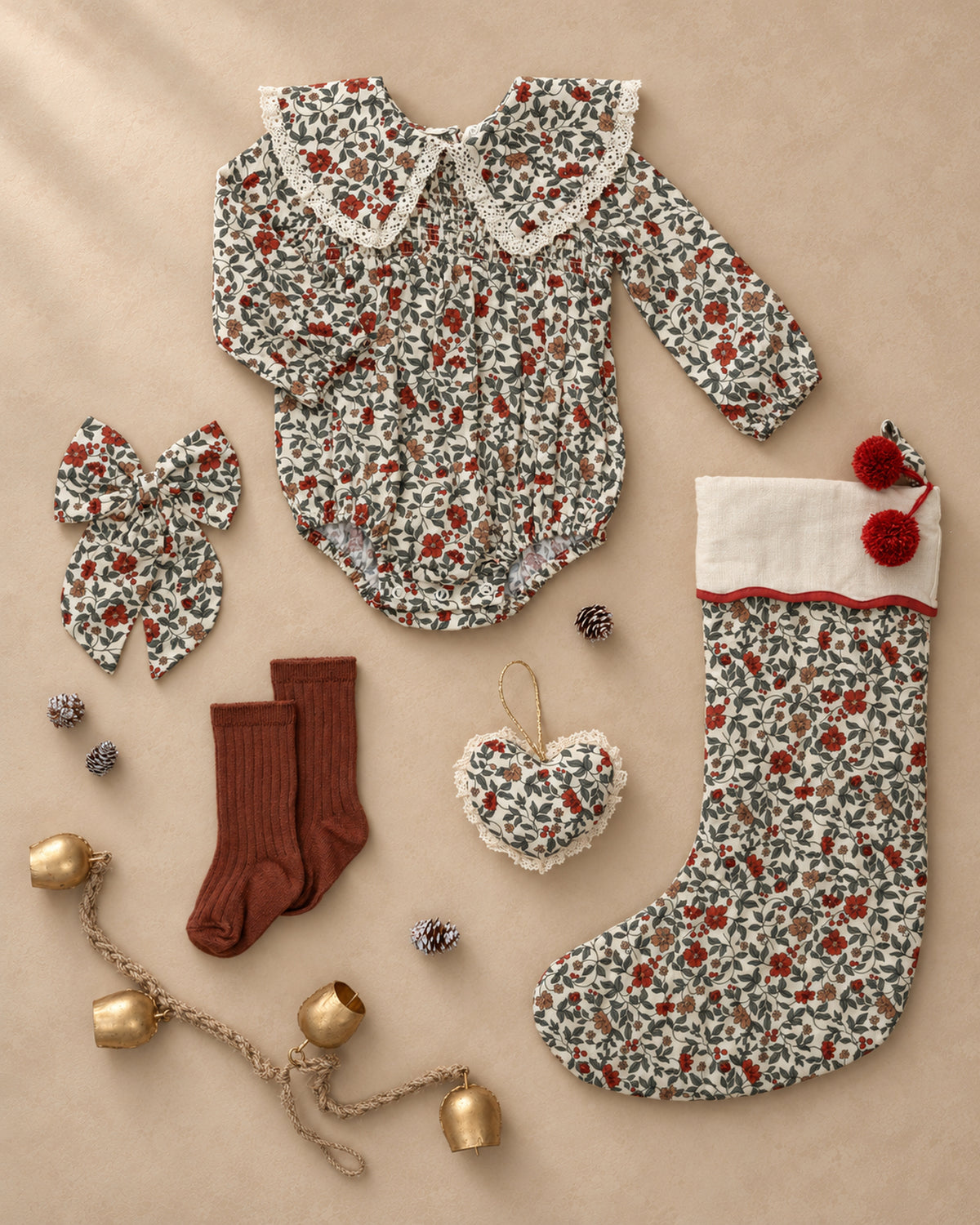 Noel Stocking Holiday Floral - Rylee + Cru | Kids Clothes | Trendy Baby Clothes | Modern Infant Outfits |