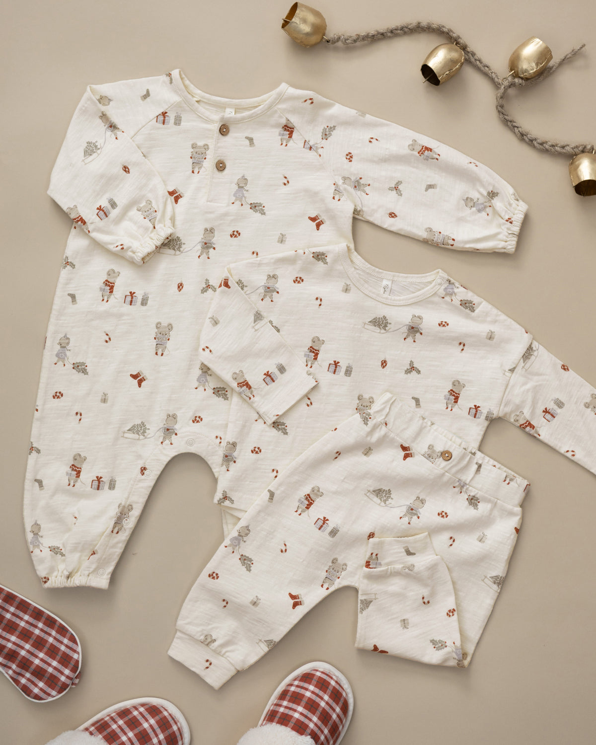 Henley Jumpsuit Holiday Mouse - Rylee + Cru | Kids Clothes | Trendy Baby Clothes | Modern Infant Outfits |