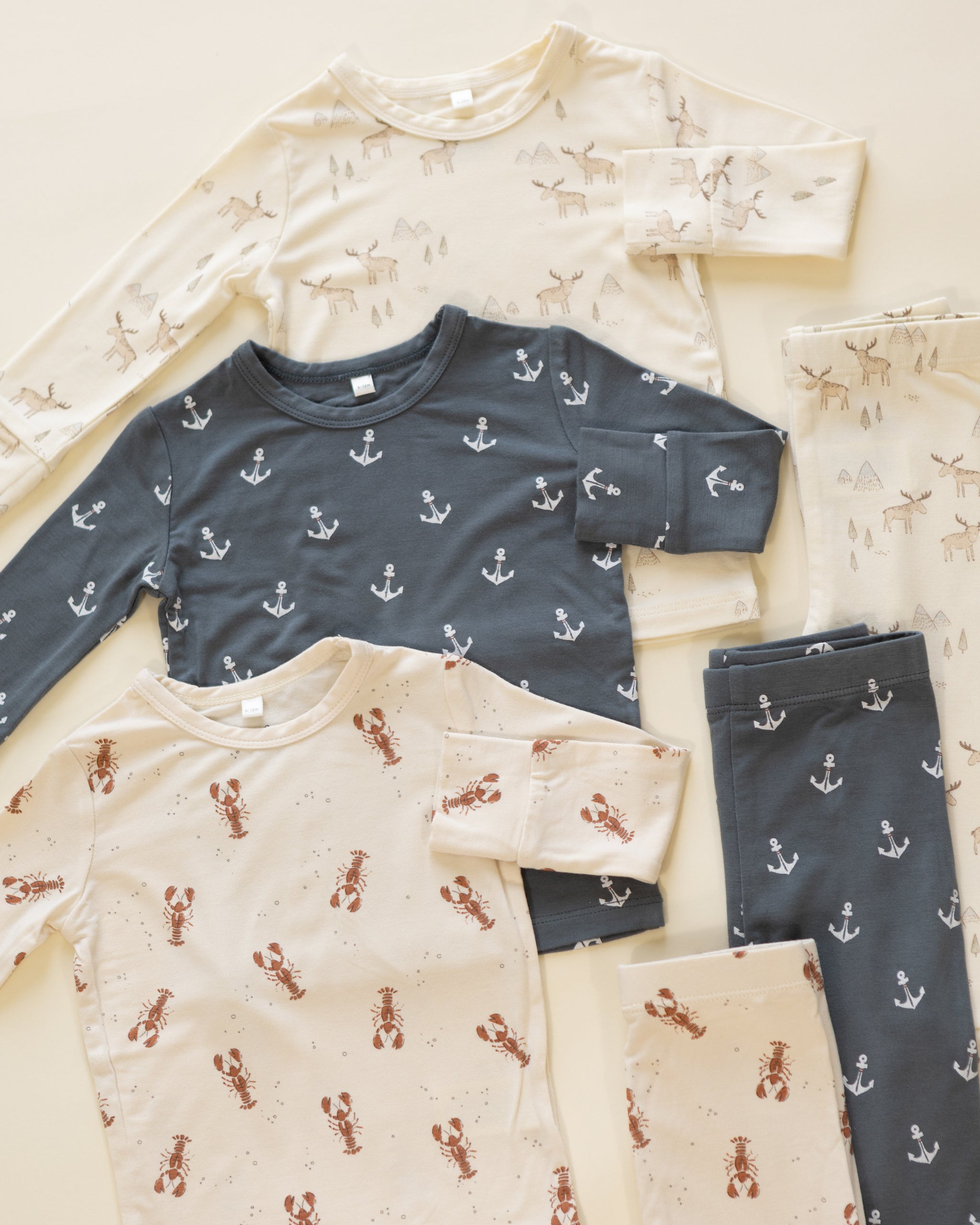 Long Sleeve Pajamas Lobsters - Rylee + Cru | Kids Clothes | Trendy Baby Clothes | Modern Infant Outfits |