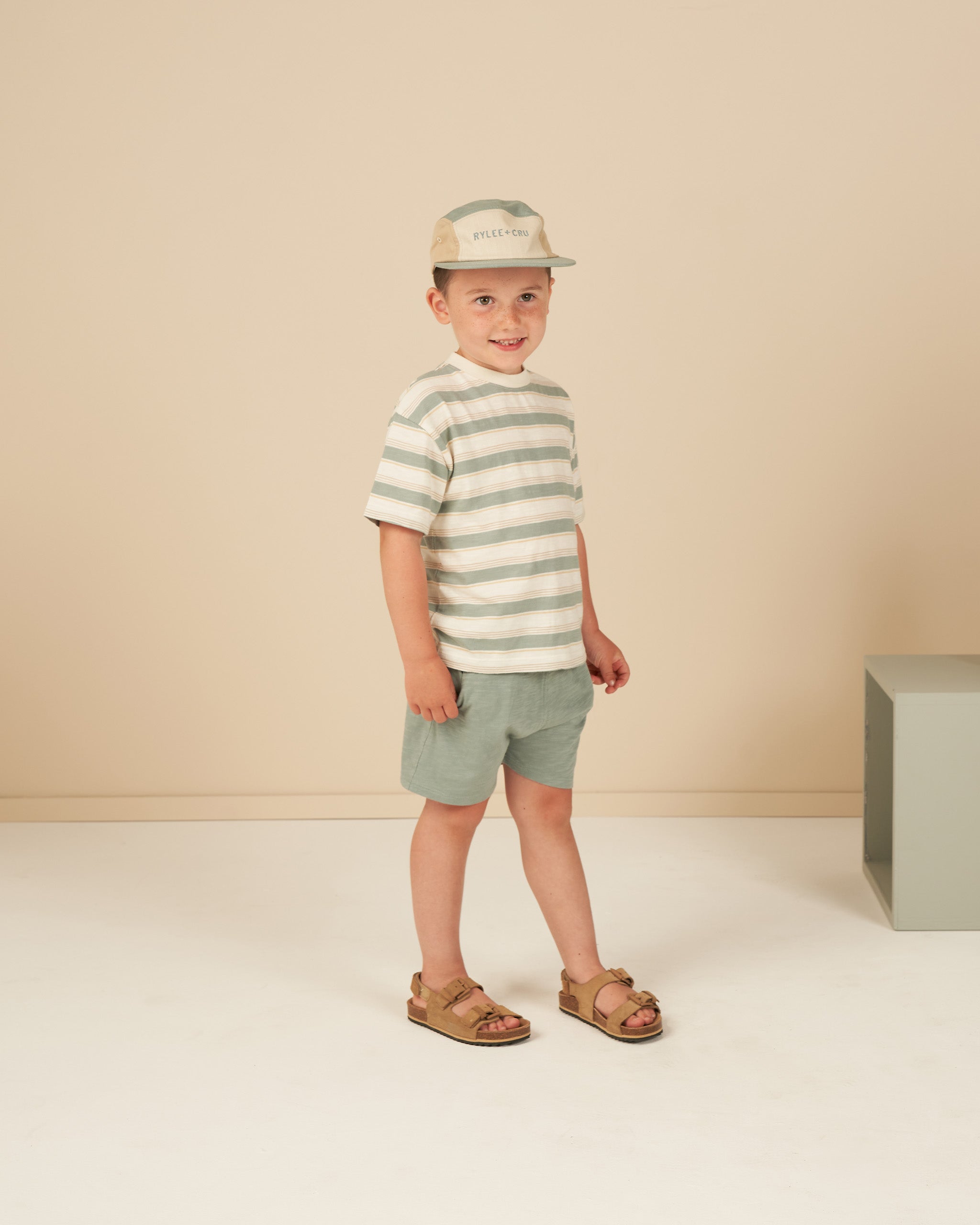 Relaxed Tee || Aqua Stripe - Rylee + Cru | Kids Clothes | Trendy Baby Clothes | Modern Infant Outfits |