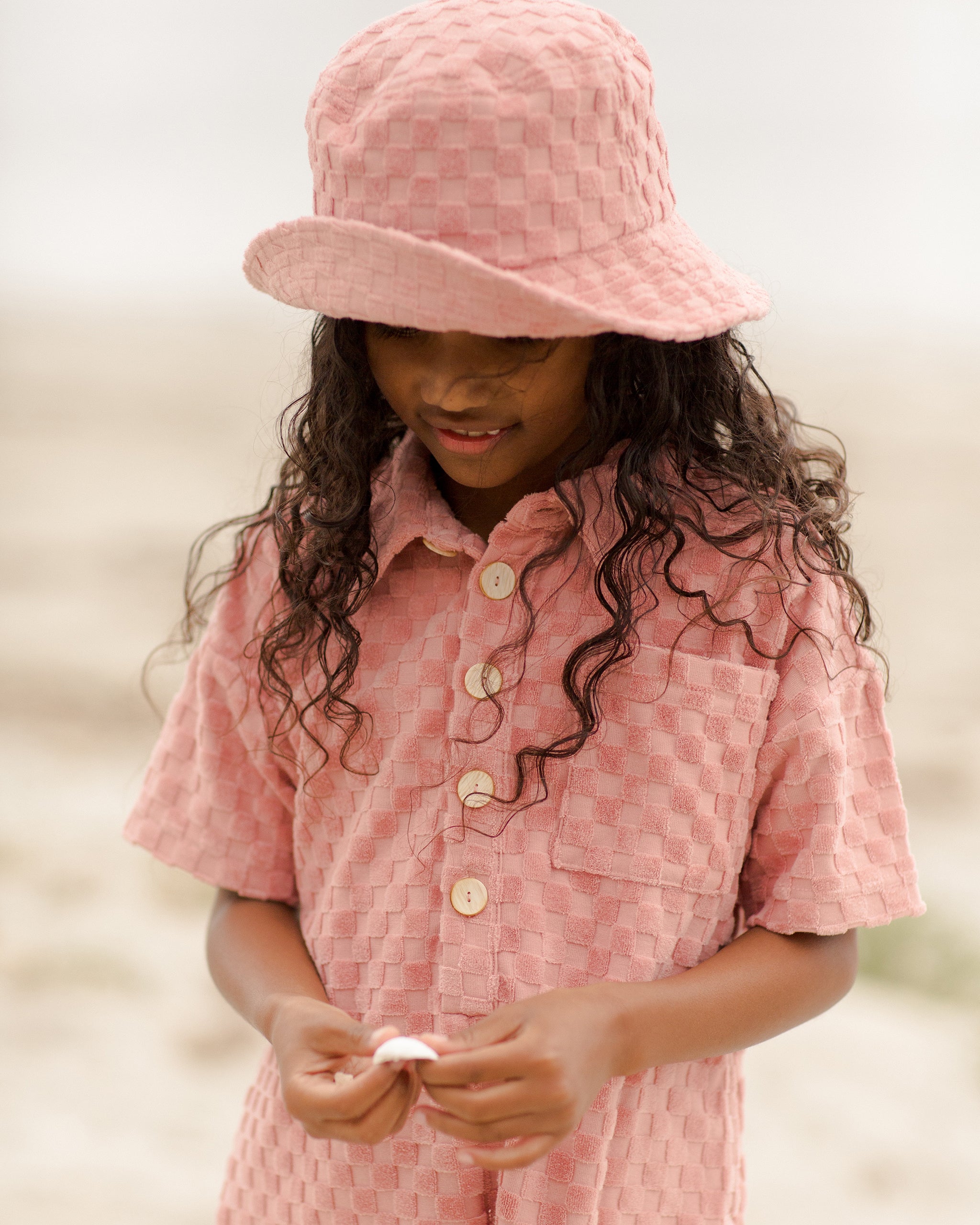 Terry Bucket Hat || Pink Check - Rylee + Cru | Kids Clothes | Trendy Baby Clothes | Modern Infant Outfits |