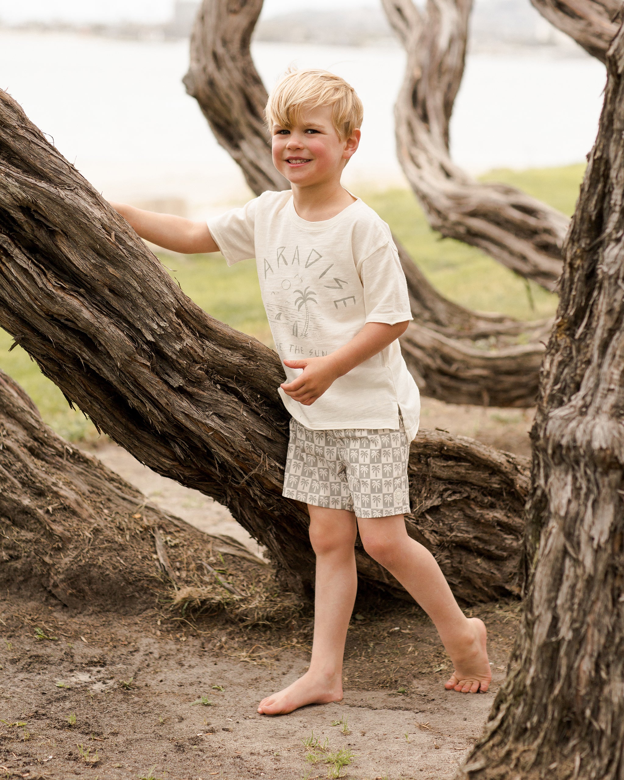 Boardshort || Palm Check - Rylee + Cru | Kids Clothes | Trendy Baby Clothes | Modern Infant Outfits |