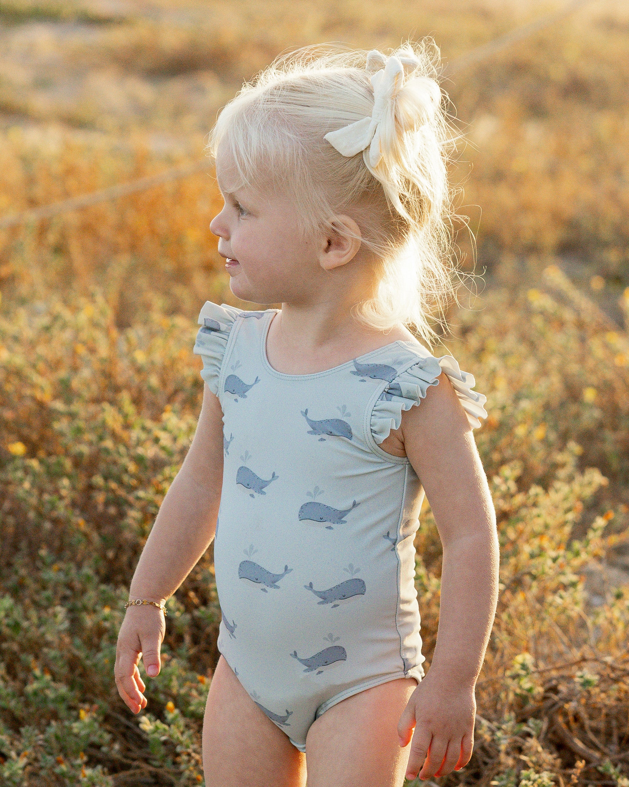 Scoop Back One-Piece || Whales - Rylee + Cru | Kids Clothes | Trendy Baby Clothes | Modern Infant Outfits |