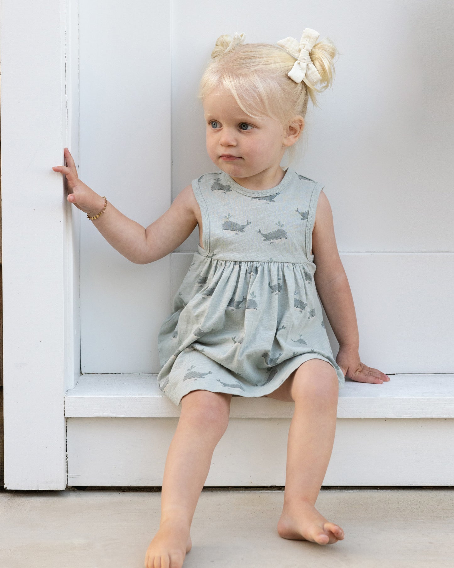 Layla Dress || Whales - Rylee + Cru | Kids Clothes | Trendy Baby Clothes | Modern Infant Outfits |