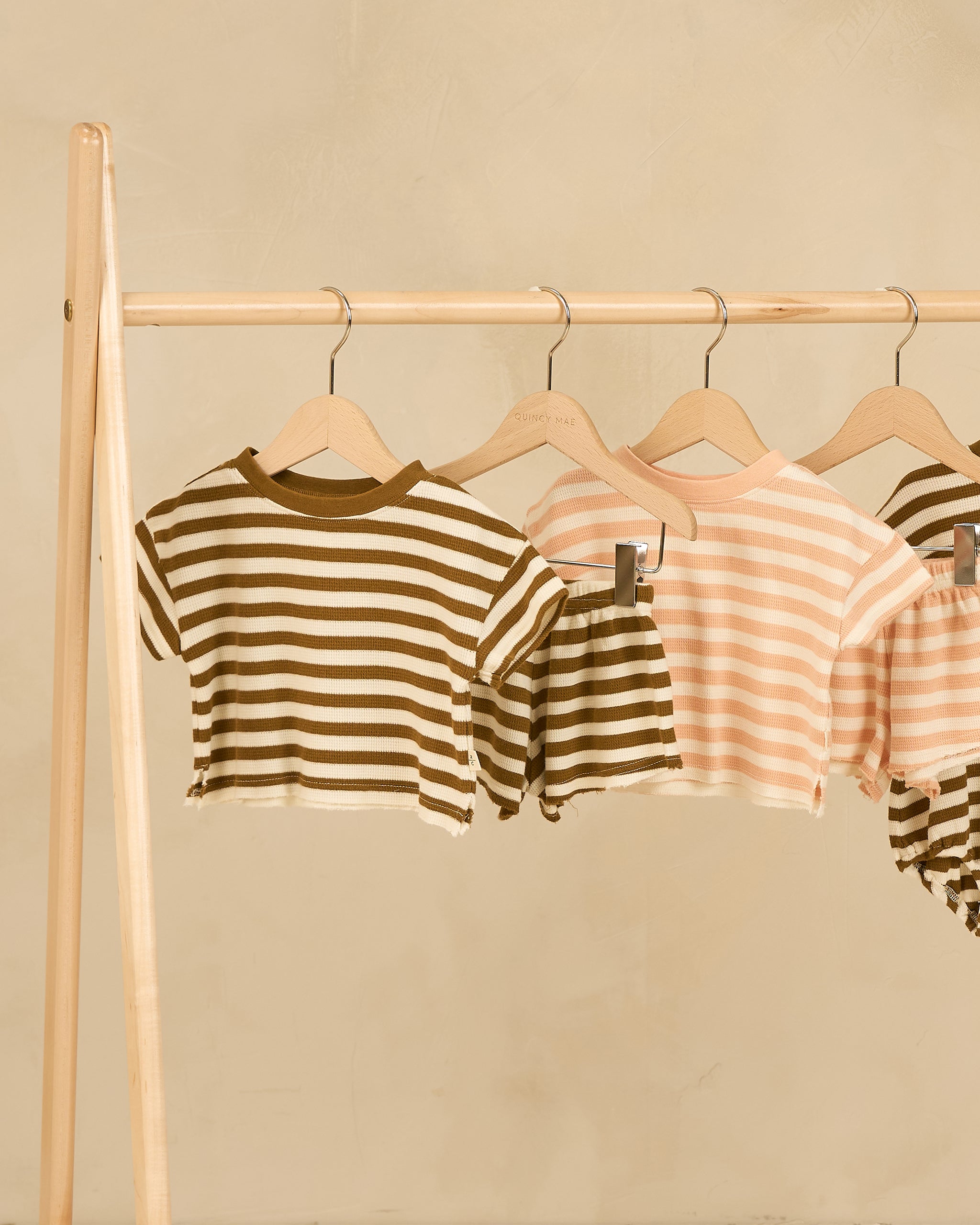 Summer Waffle Set || Saddle Stripe - Rylee + Cru | Kids Clothes | Trendy Baby Clothes | Modern Infant Outfits |