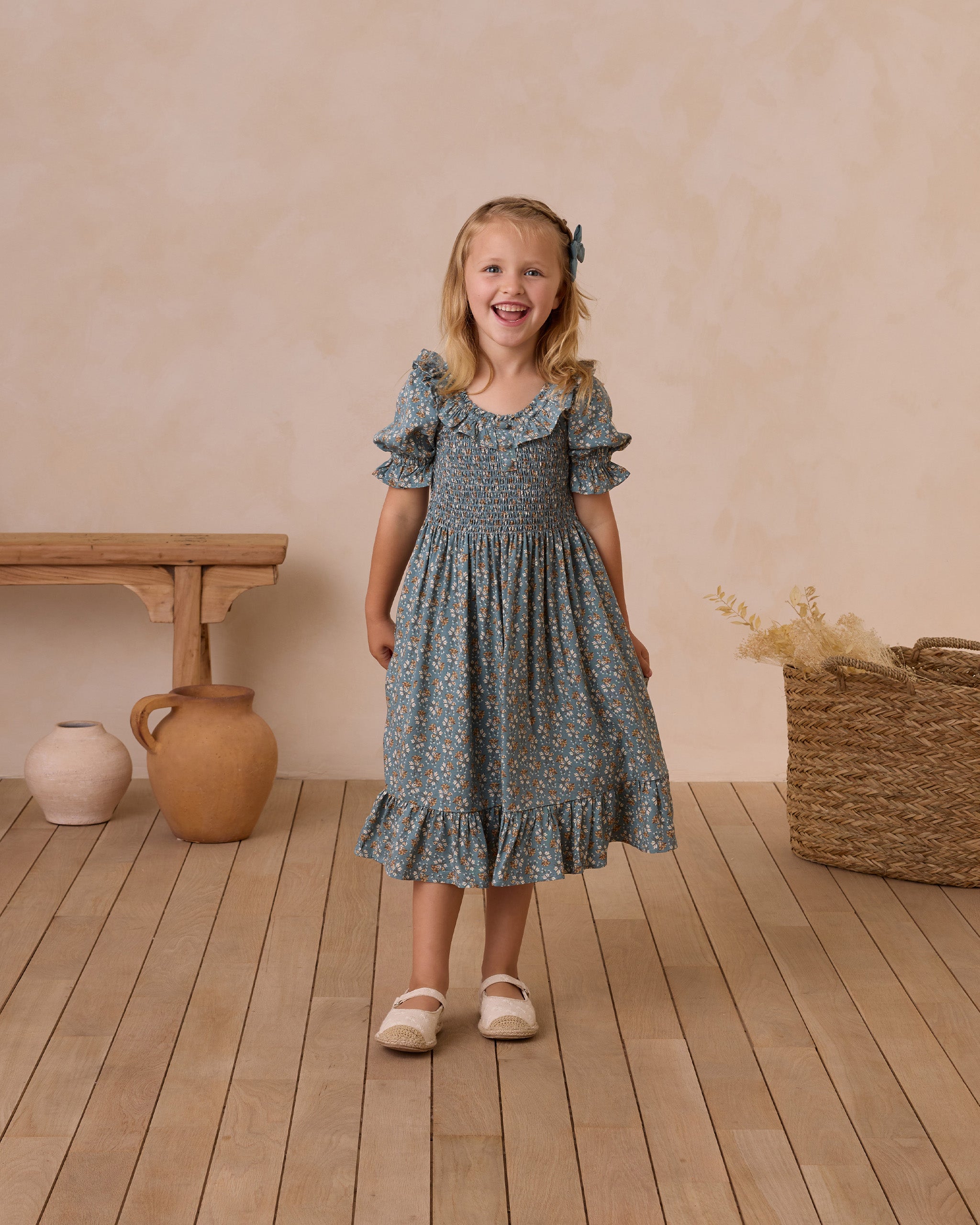 Lexi Dress || Blue Floral - Rylee + Cru | Kids Clothes | Trendy Baby Clothes | Modern Infant Outfits |