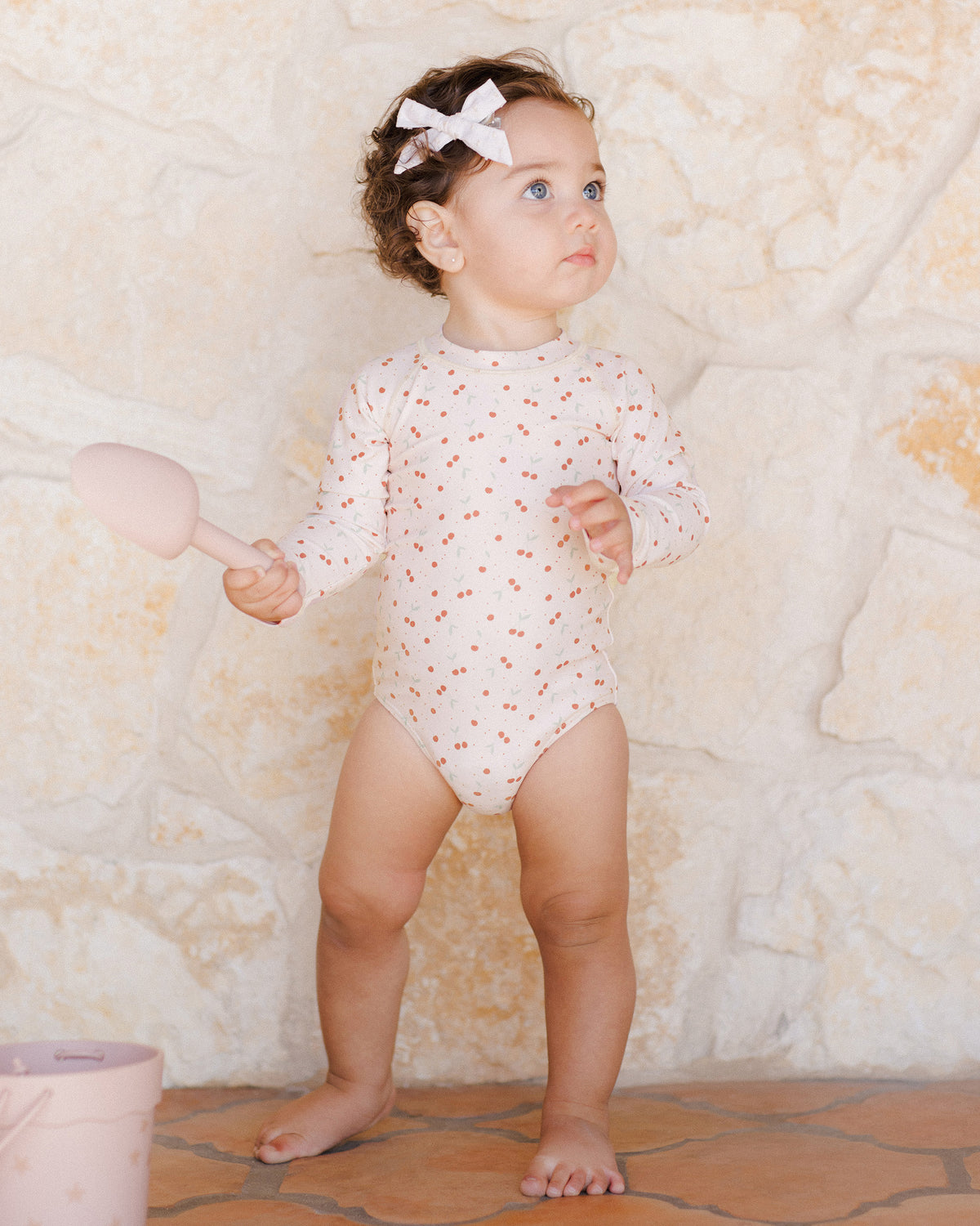 RYLEE + CRU SCRUNCH ONE- PIECE GREEN STRIPE main image 1