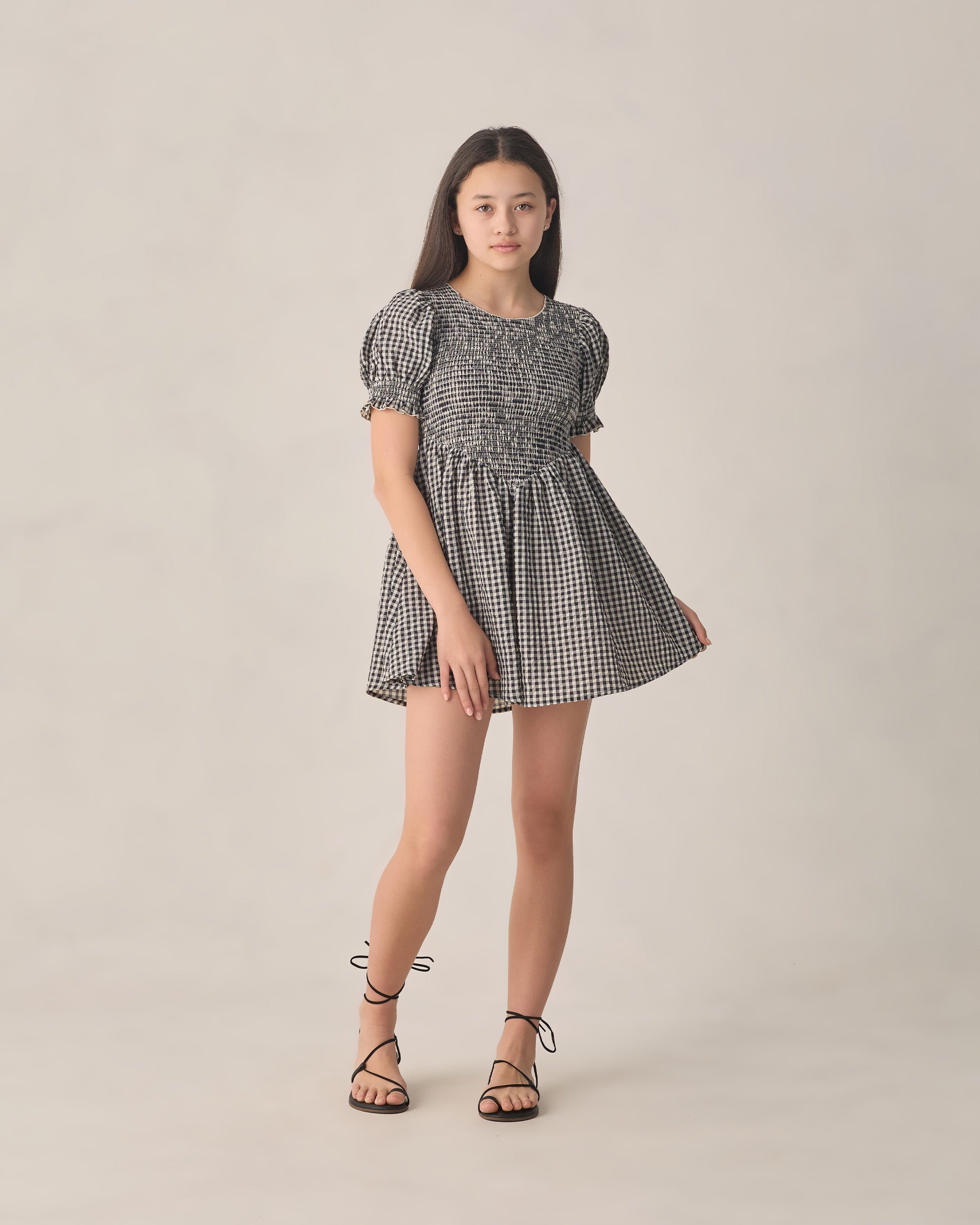 black white infant dresses Louise Dress Black Check Rylee + Cru