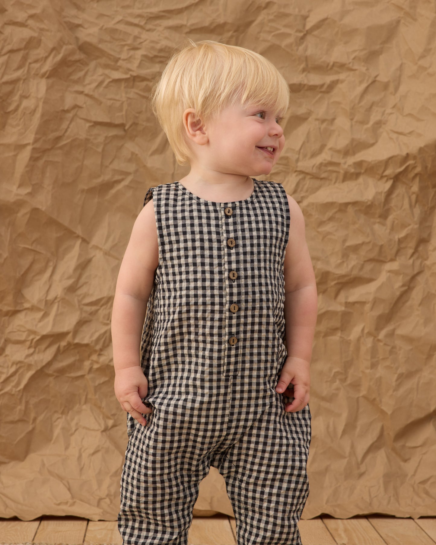 Button Jumpsuit Black Check - Rylee + Cru | Kids Clothes | Trendy Baby Clothes | Modern Infant Outfits |