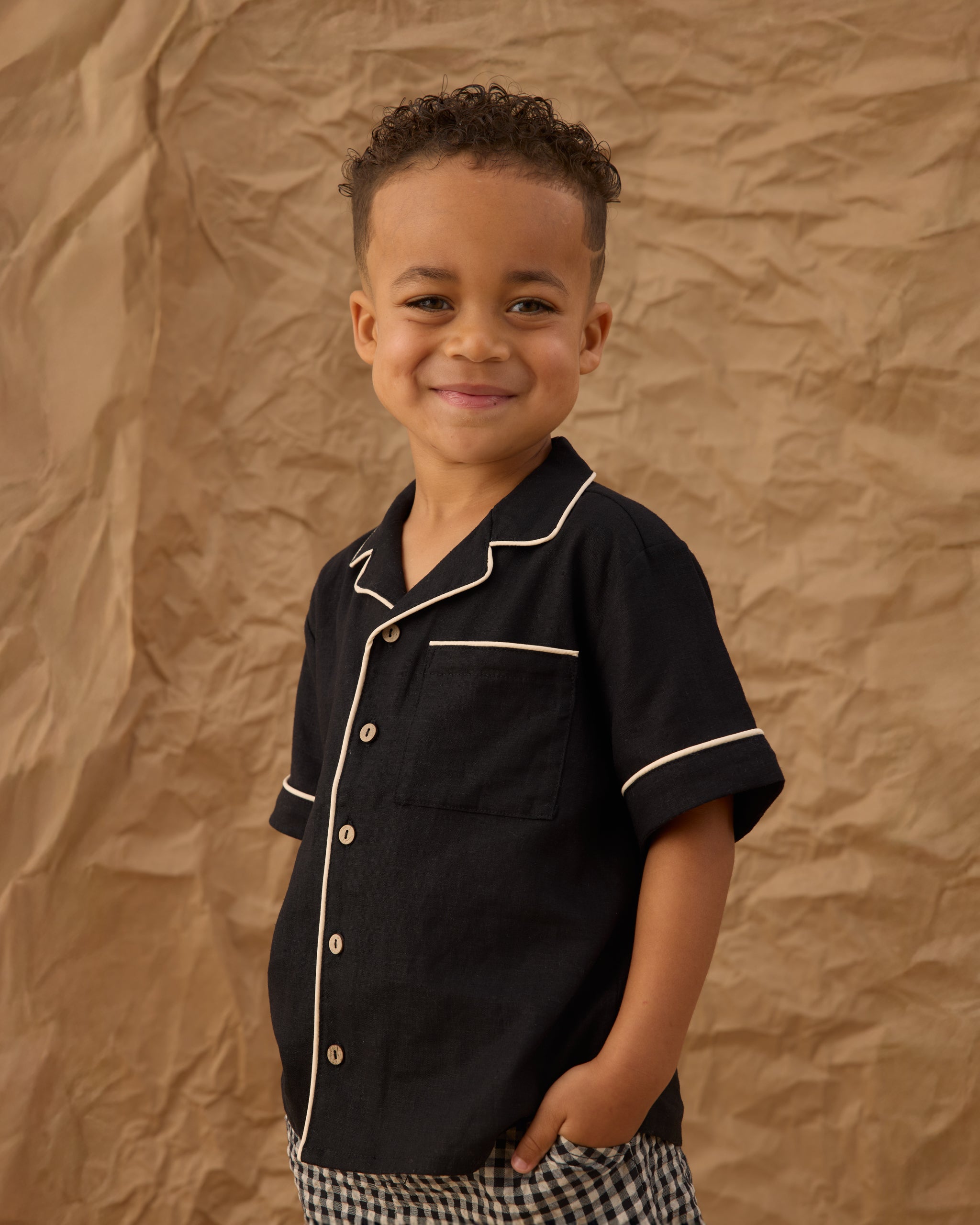 Lapel Collar Shirt Black – Rylee + Cru