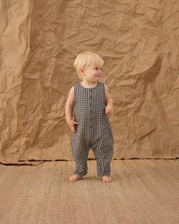 Button Jumpsuit Black Check - Rylee + Cru | Kids Clothes | Trendy Baby Clothes | Modern Infant Outfits |