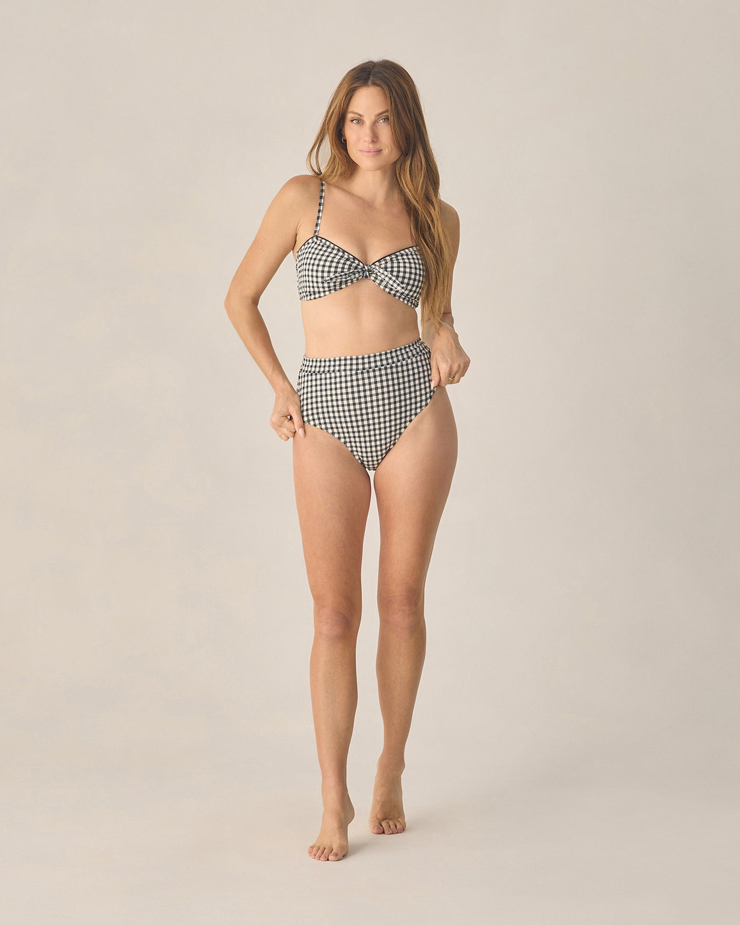 Women's Banded High Cut Bikini Bottom Black Gingham - Rylee + Cru | Kids Clothes | Trendy Baby Clothes | Modern Infant Outfits |