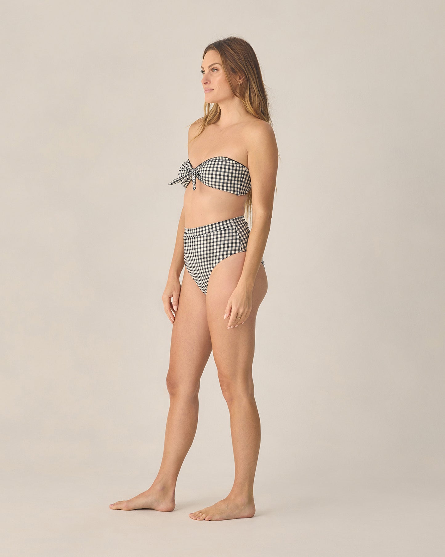 Women's Knotted Bandeau Bikini Top Black Gingham - Rylee + Cru | Kids Clothes | Trendy Baby Clothes | Modern Infant Outfits |