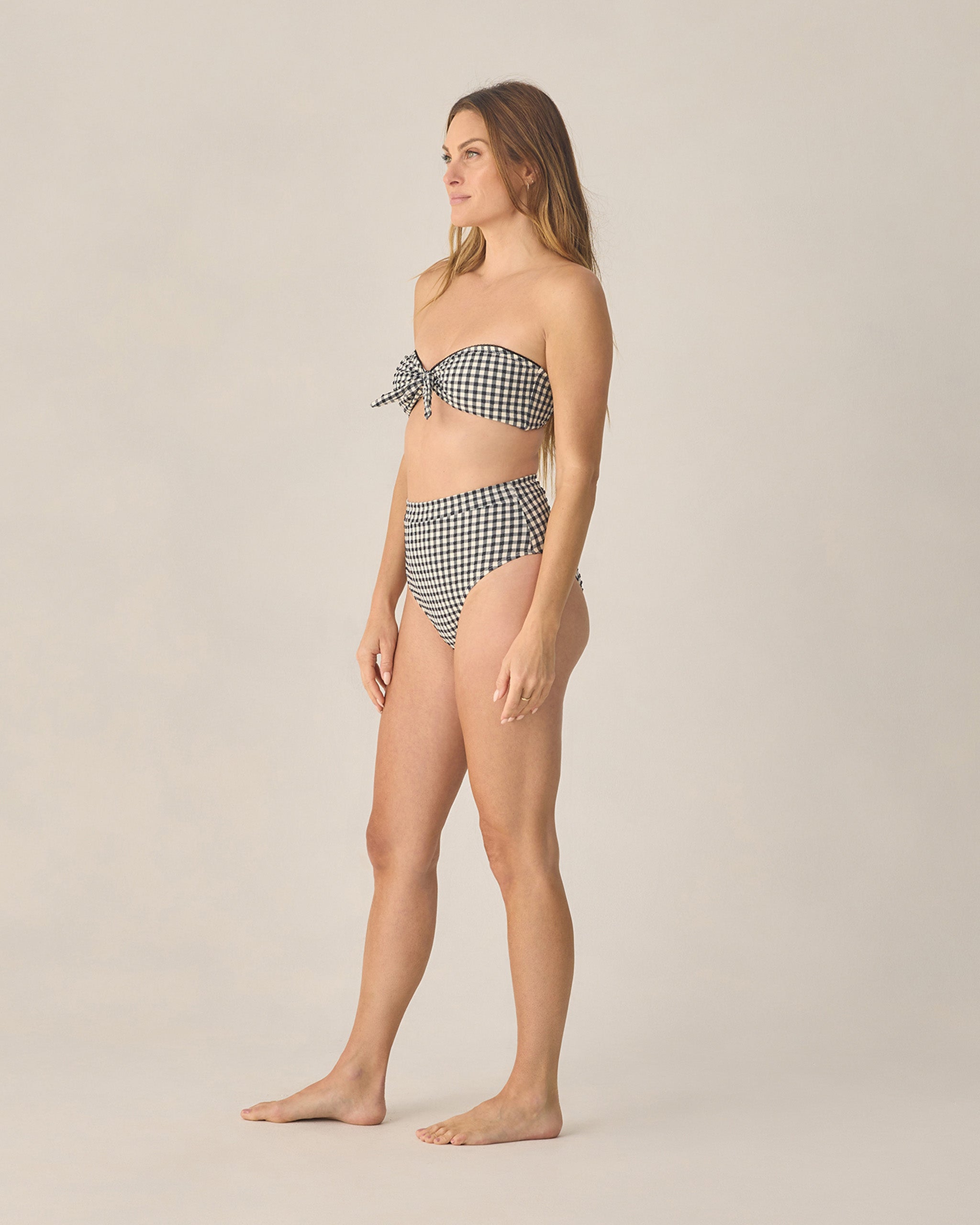 Women's Knotted Bandeau Bikini Top Black Gingham - Rylee + Cru | Kids Clothes | Trendy Baby Clothes | Modern Infant Outfits |