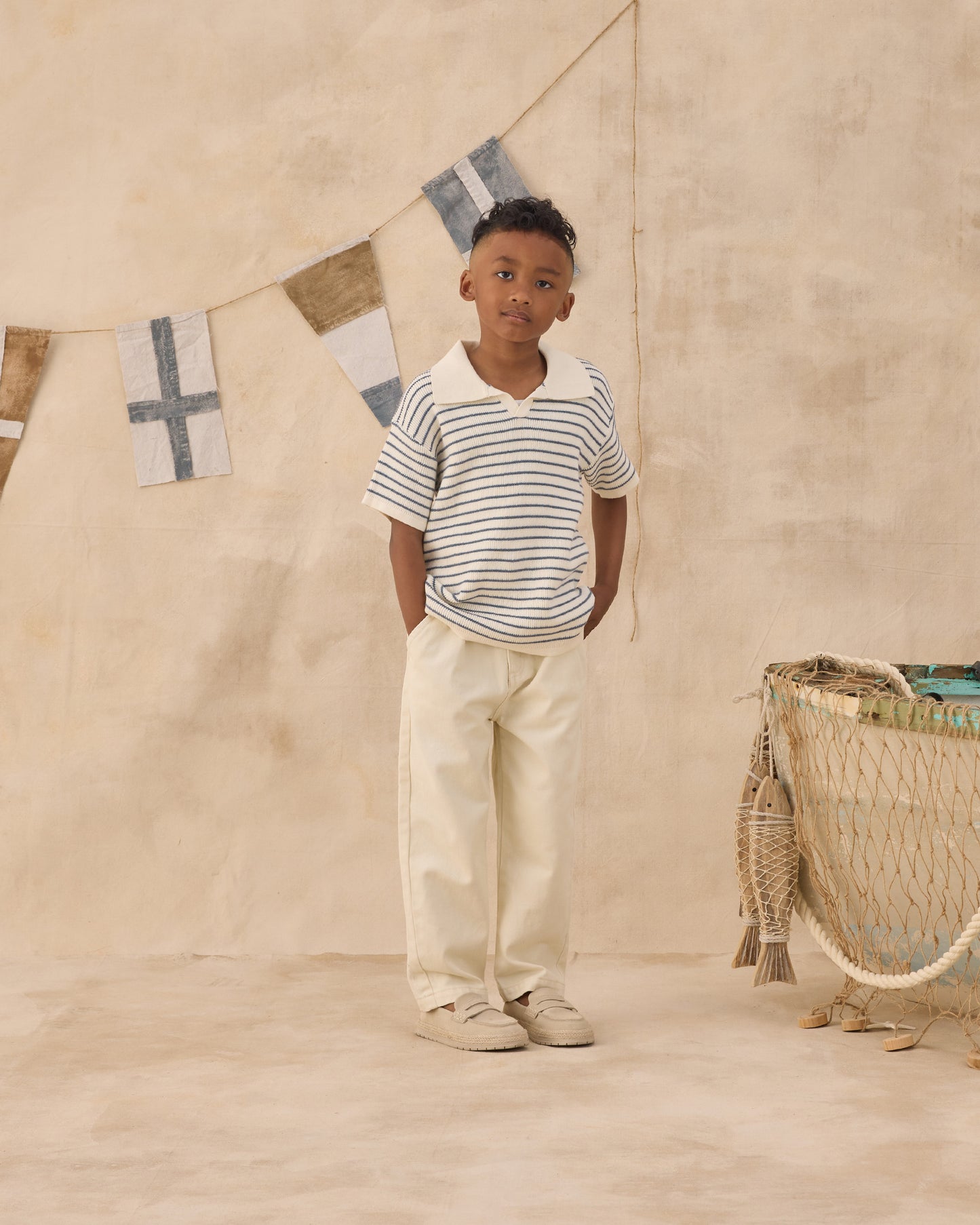 Chandler Knit Polo Marine Stripe