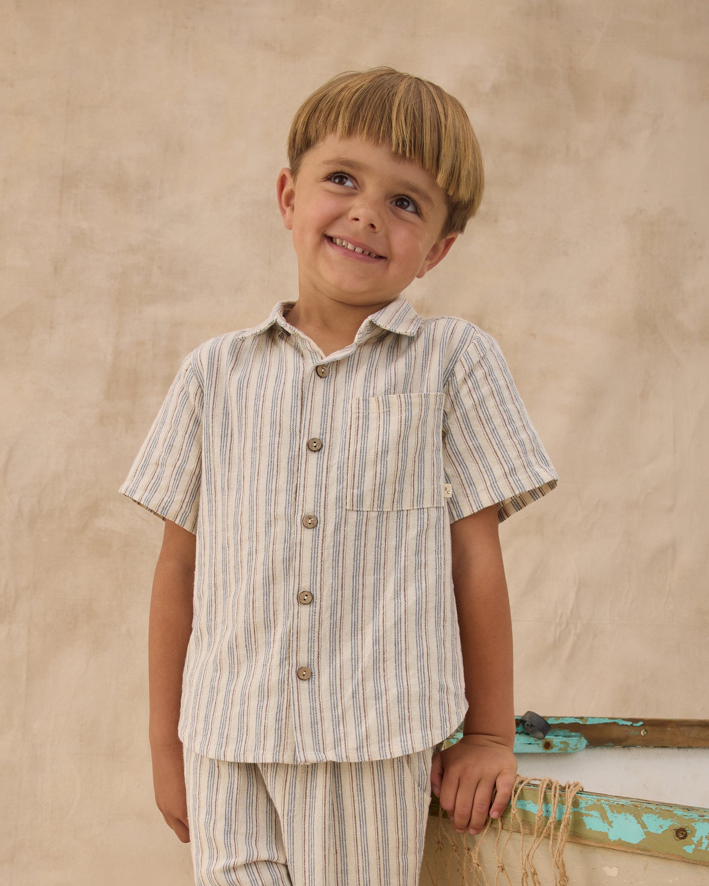 Collared Short Sleeve Shirt Nautical Stripe