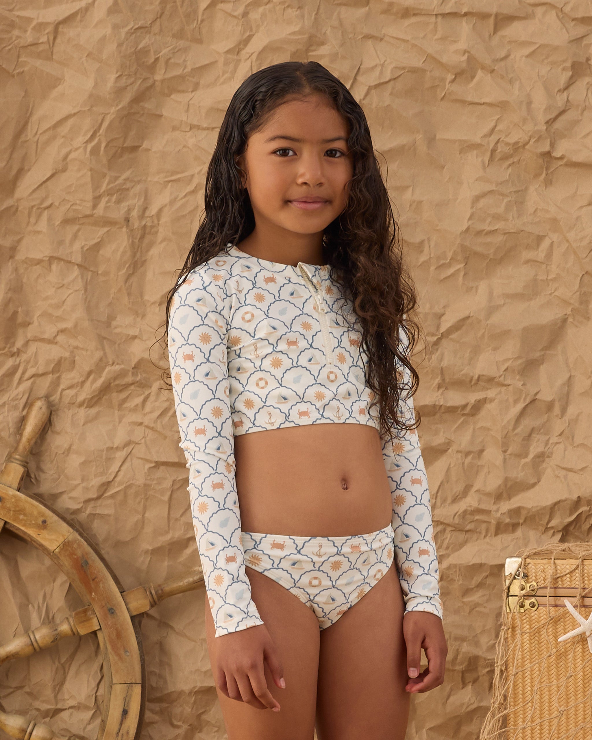 Crop Rashguard Set Nautical
