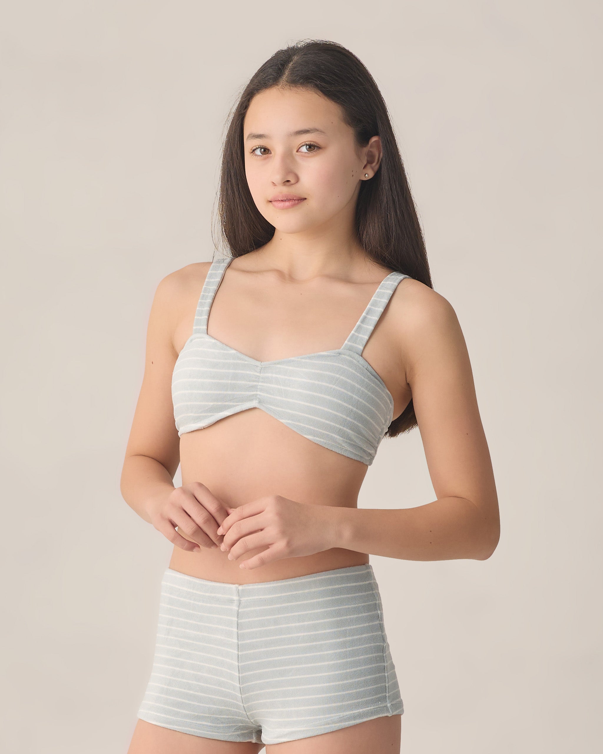 Ensemble bikini Alaya pour adolescents - Rayures écume de mer