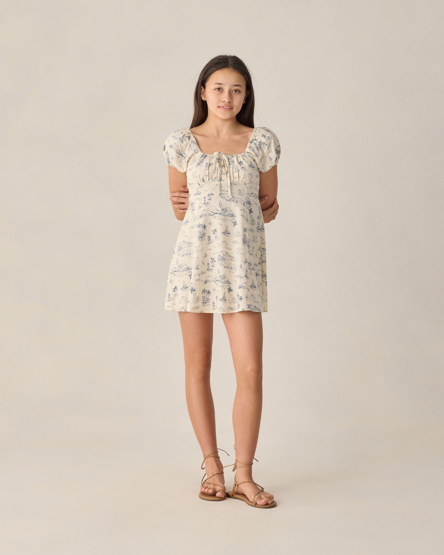 Teen Ivy Dress Ocean Toile