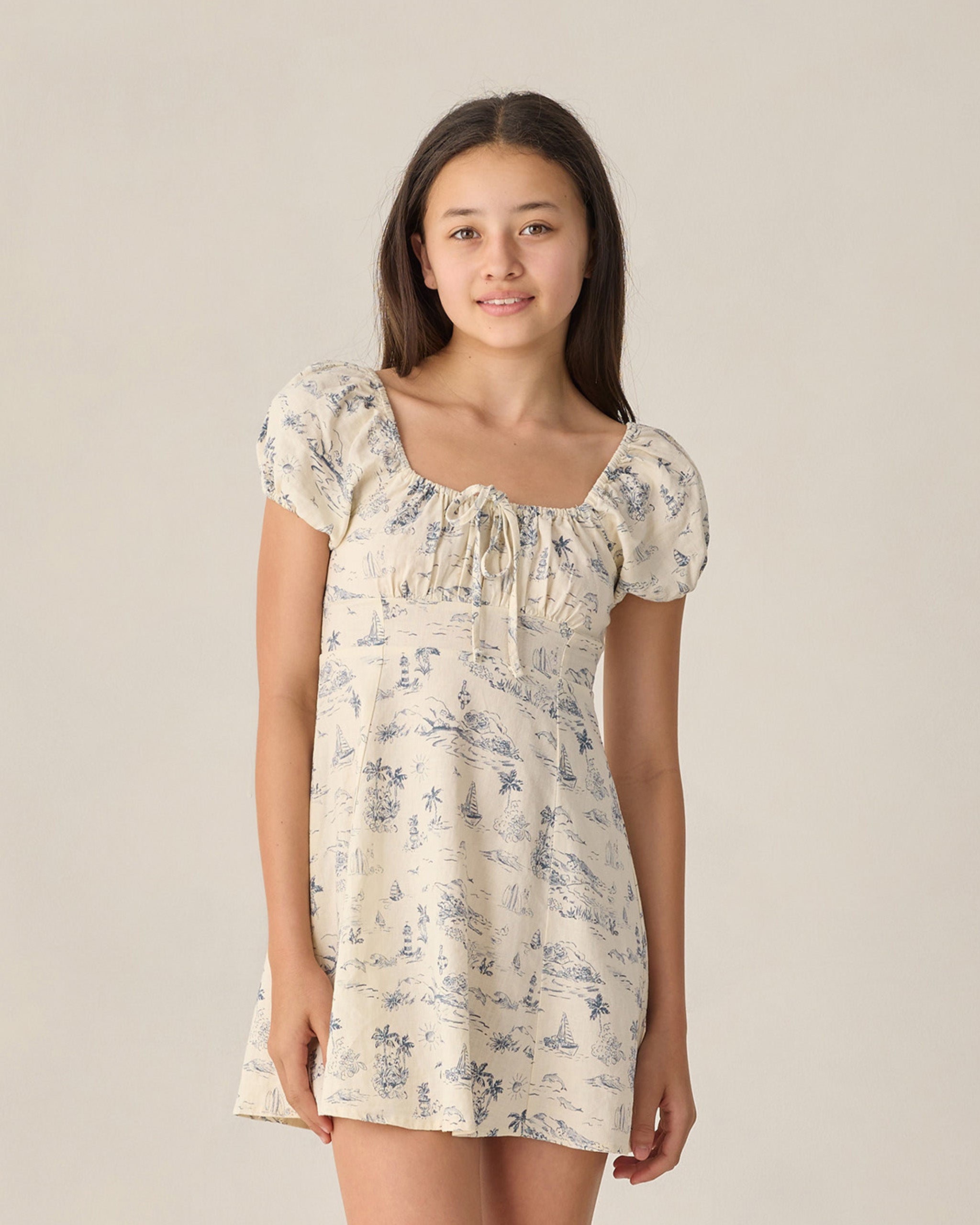 Teen Ivy Dress Ocean Toile