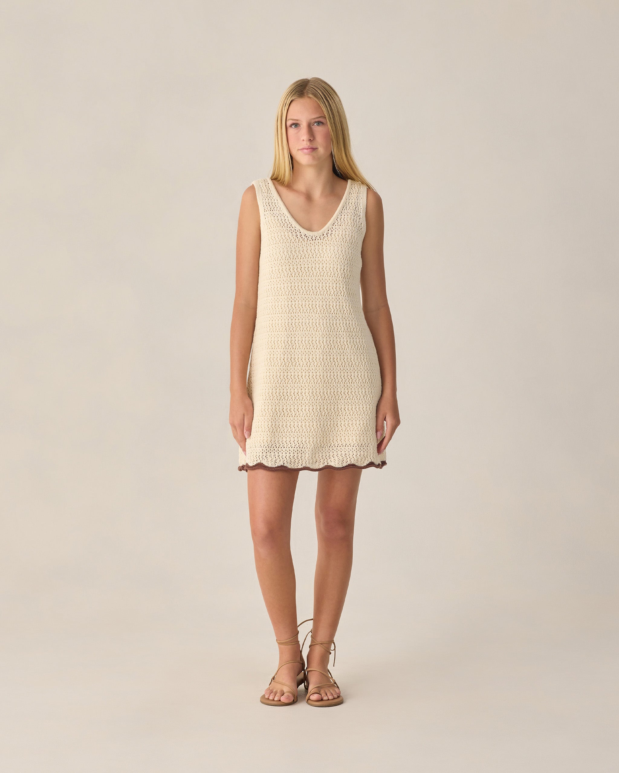 Teen Crochet Tank Mini Dress Natural