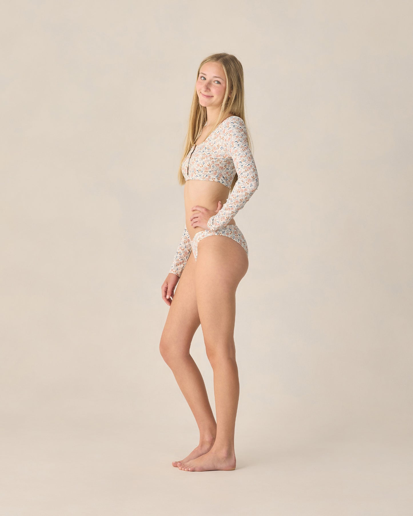 Teen Long Sleeve Bikini Set Flower Field