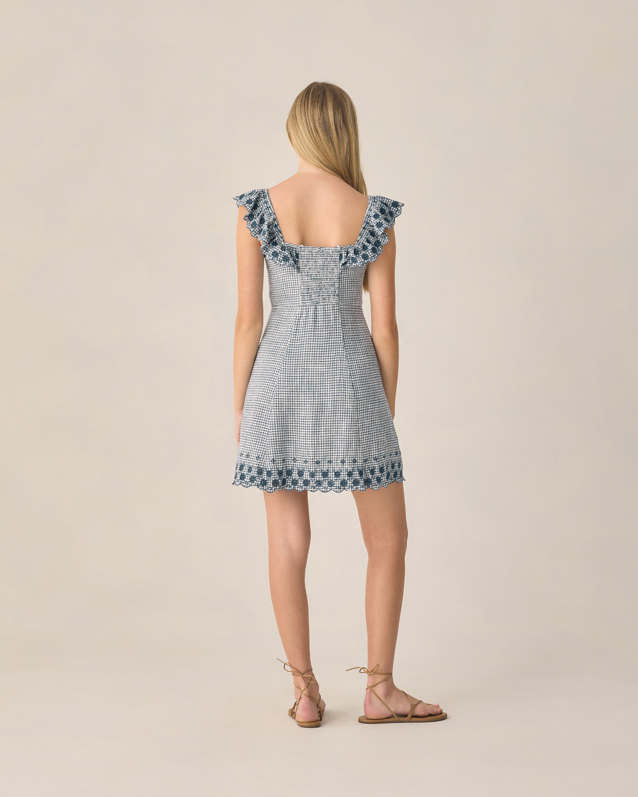 Teen Bianca Mini Dress Marine Gingham