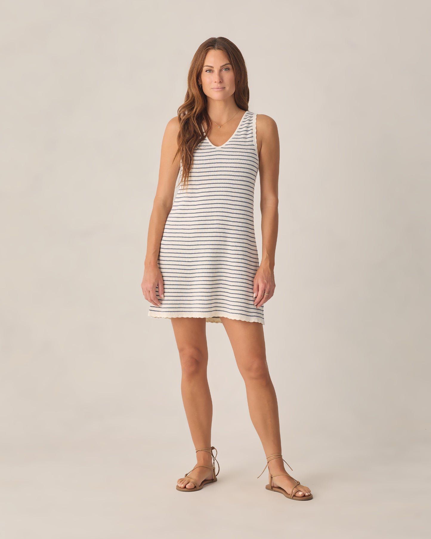 Women's Crochet Tank Mini Dress Marine Stripe