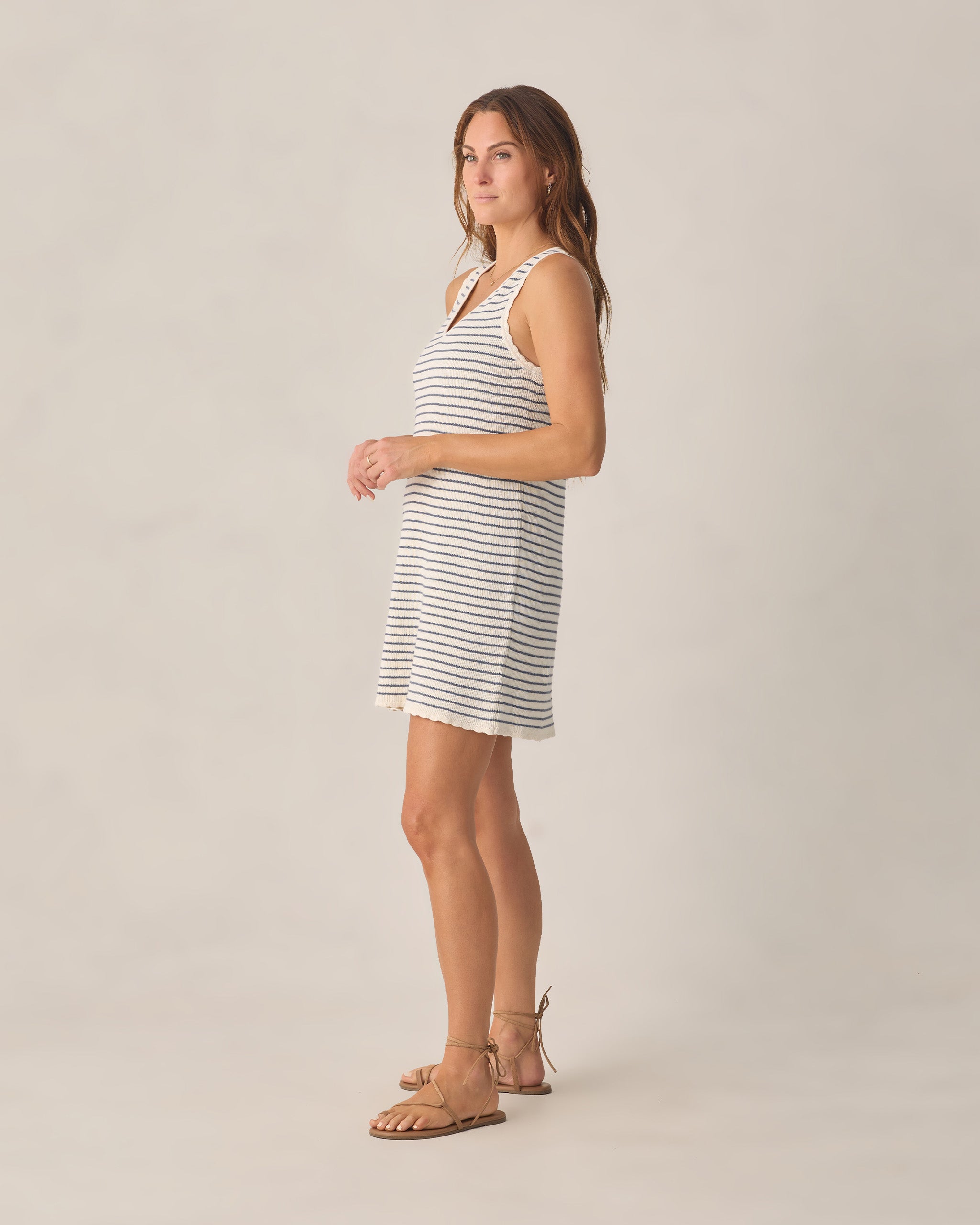 Women's Crochet Tank Mini Dress Marine Stripe