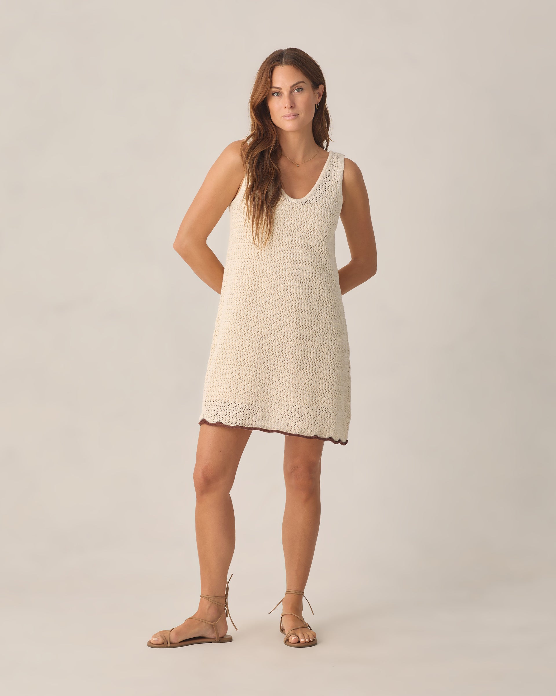 crochet tank top dress Loft Crochet Tank Mini Dress Size 14 Whisper White Women's
