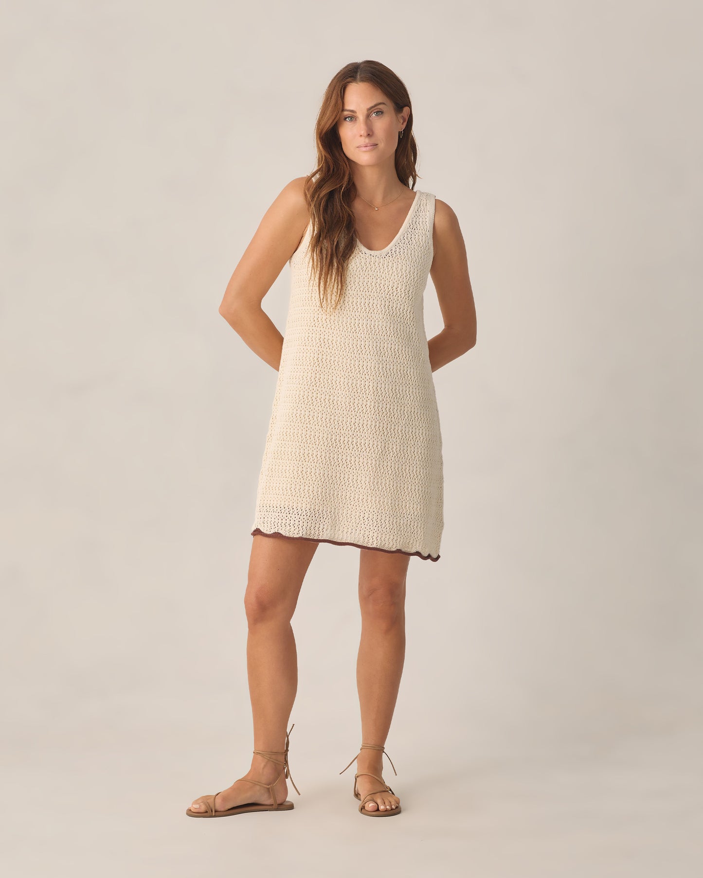 Women's Crochet Tank Mini Dress Natural