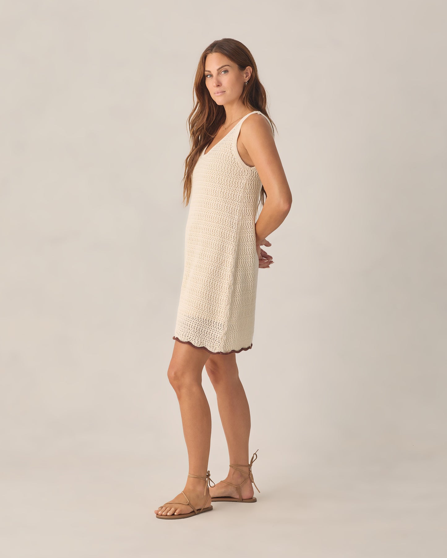 Women's Crochet Tank Mini Dress Natural