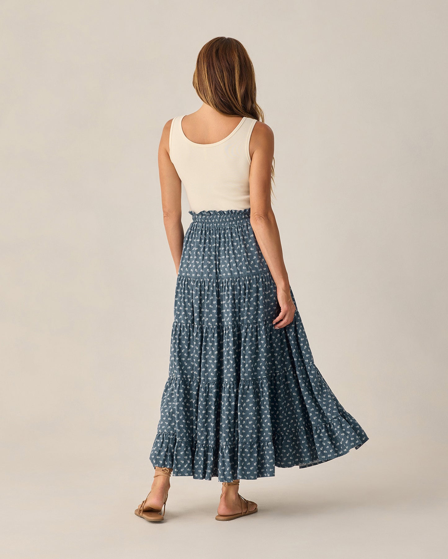Women's Ruffle Tiered Maxi Skirt Ditsy