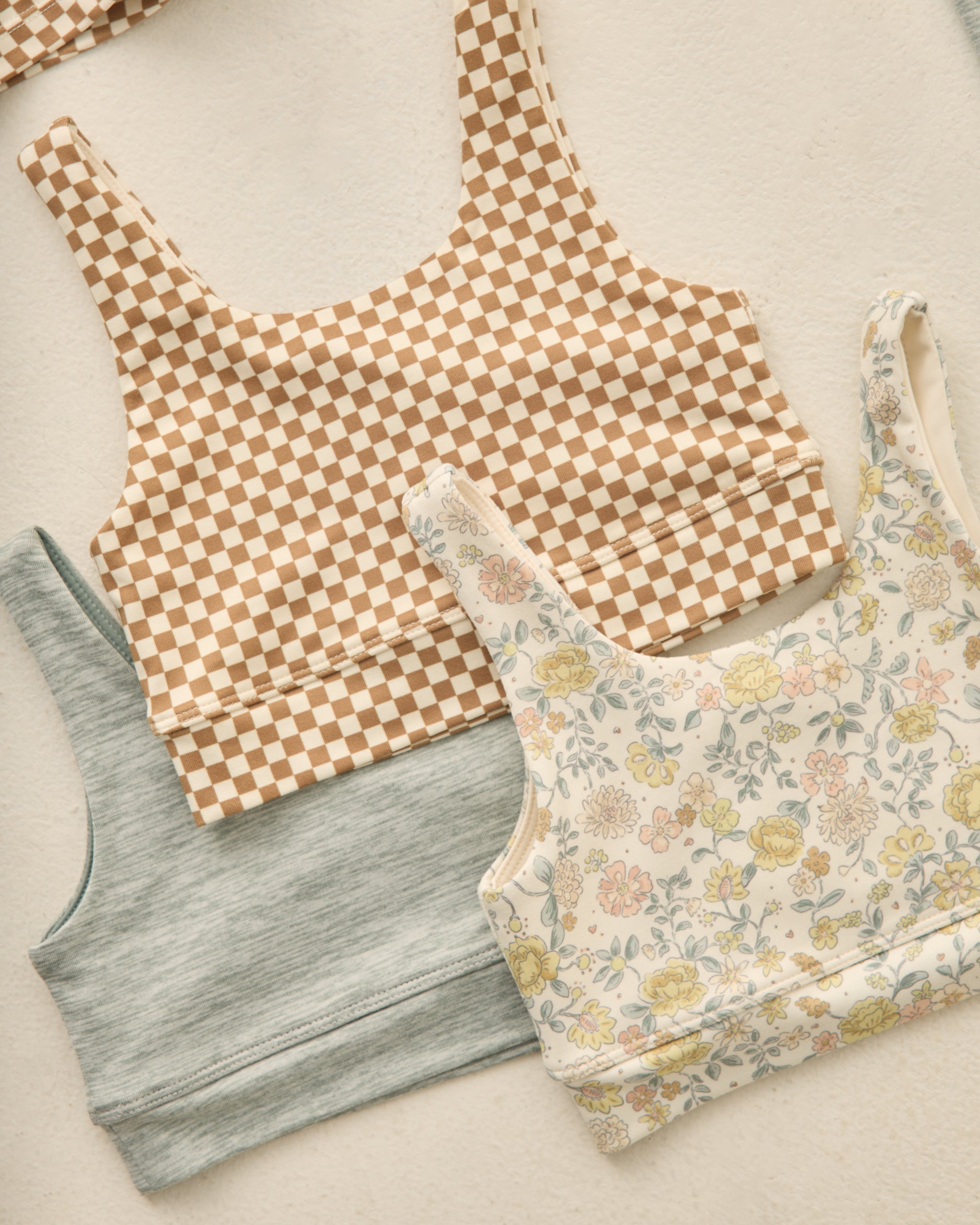 Swift Sports Bra Ocre Check - Rylee + Cru | Kids Clothes | Trendy Baby Clothes | Modern Infant Outfits |